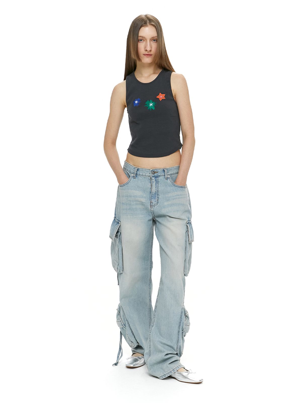 모어댄파라다이스(MORE THAN PARADISE) CARGO DENIM PANTS - BLUE