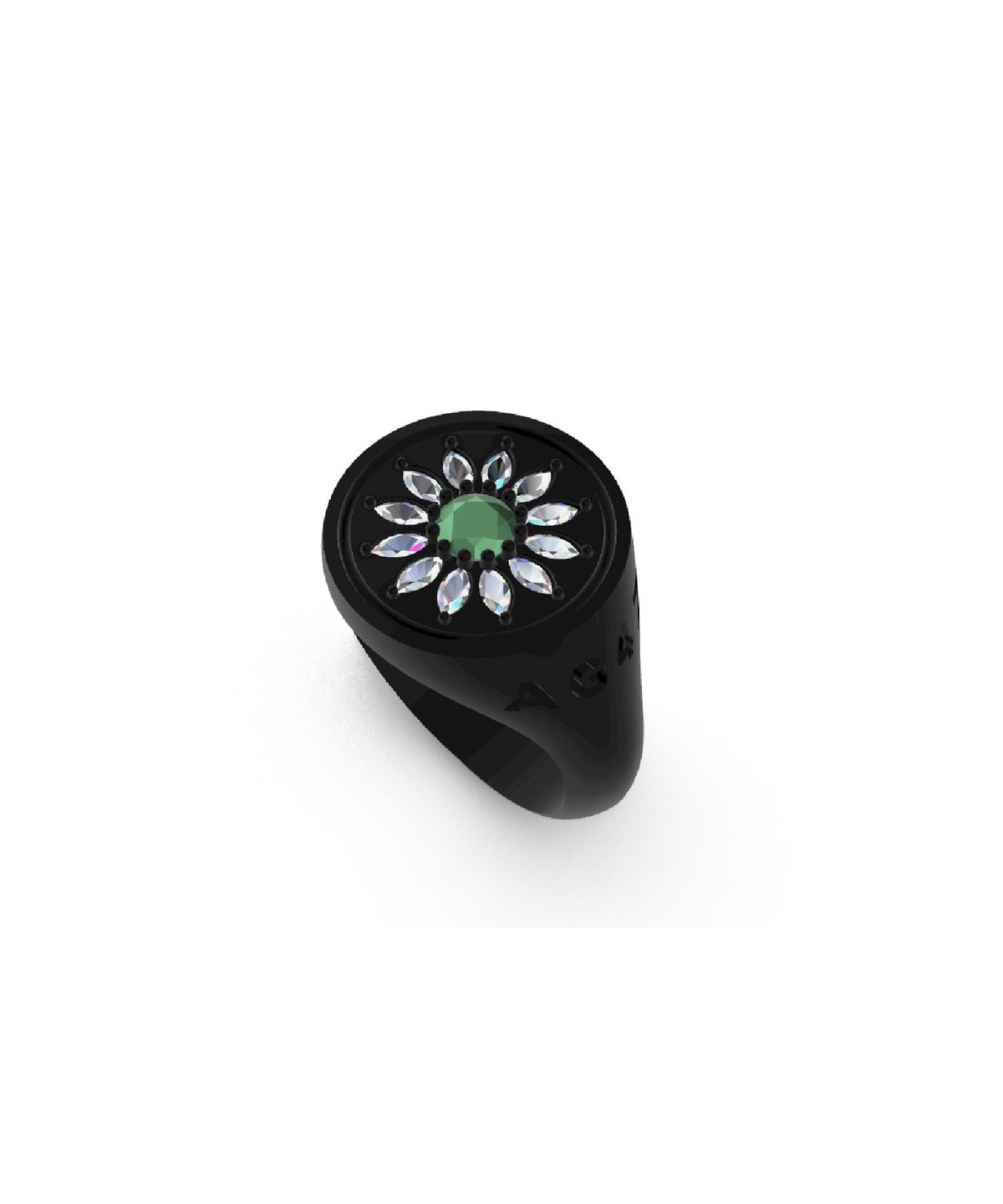 에이지47(AG47) B.W.P Ring-19 Green Daisy Cubic Black