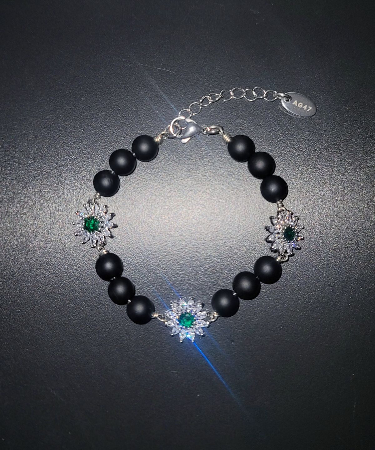 에이지47(AG47) B.W.P Bracelet-20 Onyx Green Daisy Cubic