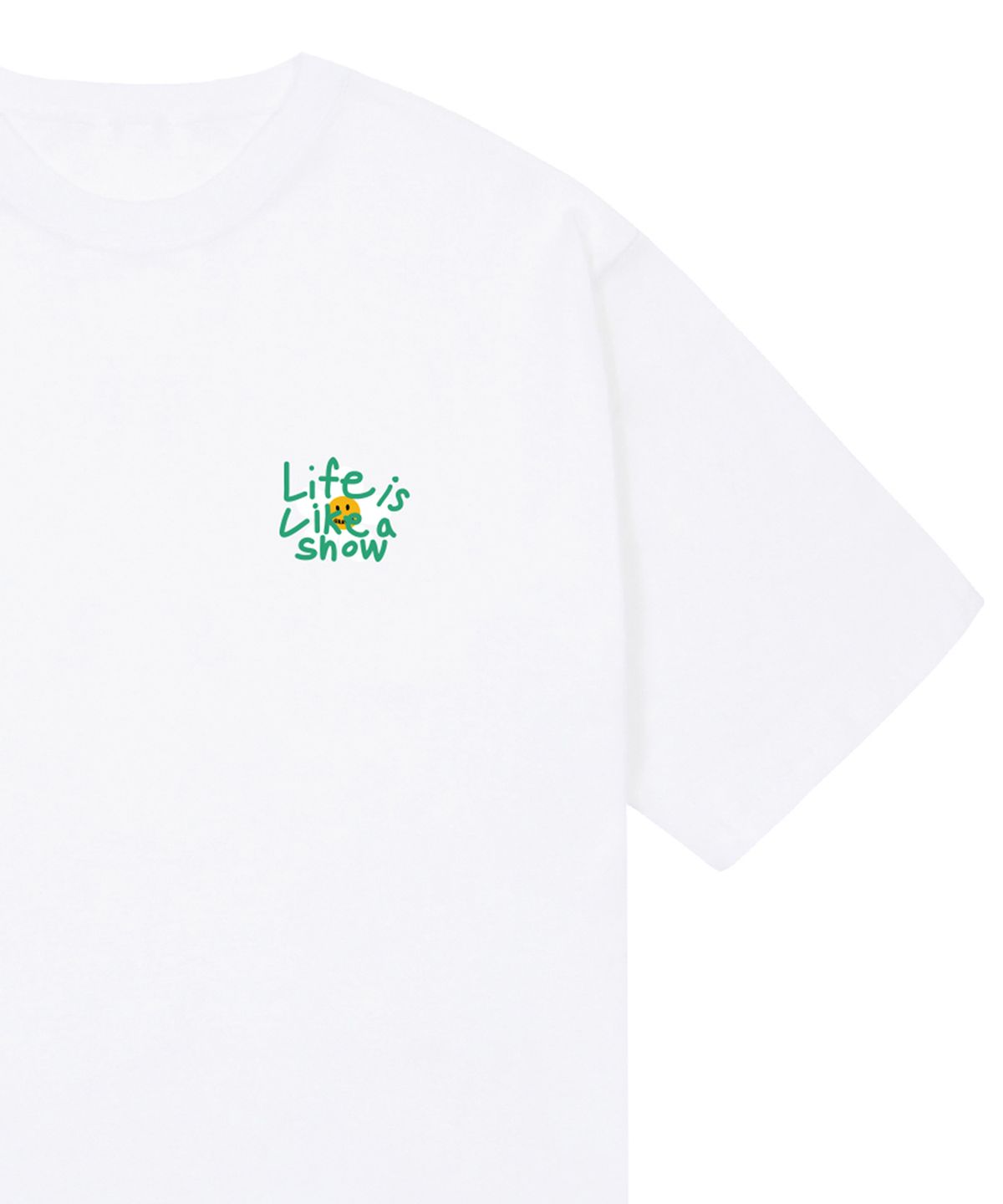 그레이버(GRAVER) [UNISEX]드로잉 레터 플라워 반팔티_화이트/그린 로고