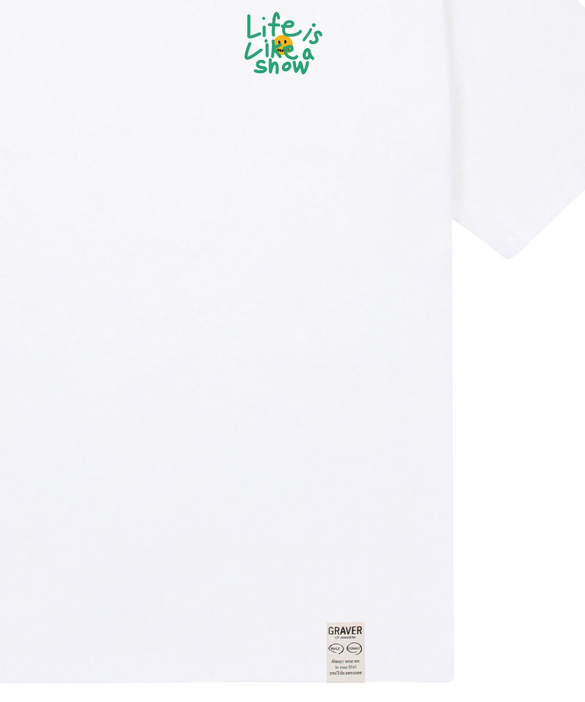 그레이버(GRAVER) [UNISEX]드로잉 레터 플라워 반팔티_화이트/그린 로고