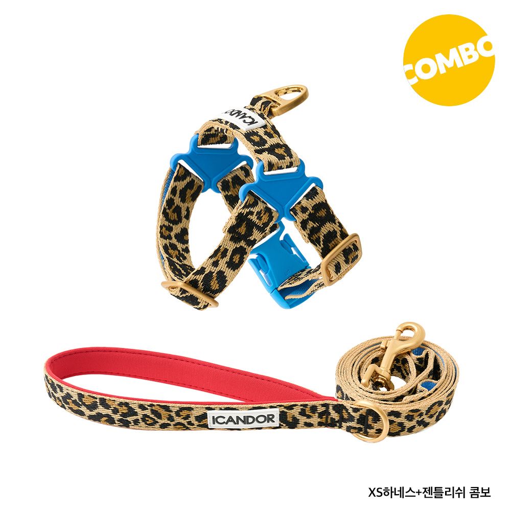 MUSINSA | iCANDOR set no-pull harness+gentle leopard