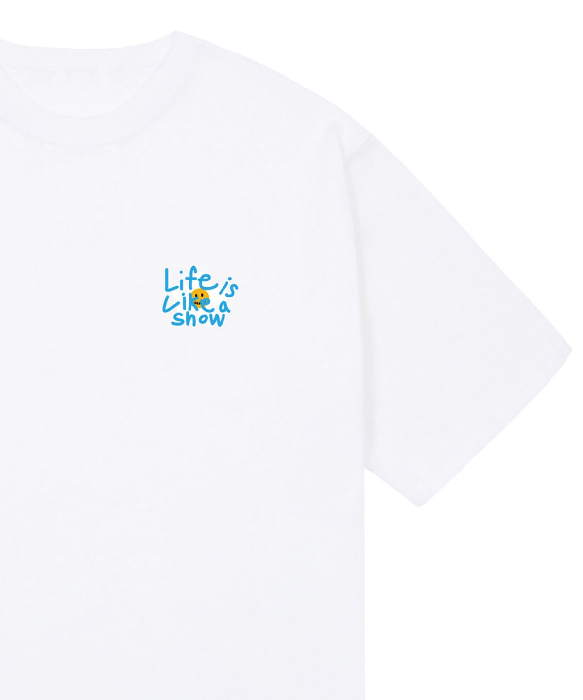 그레이버(GRAVER) [UNISEX]드로잉 레터 플라워 반팔티_화이트/블루 로고