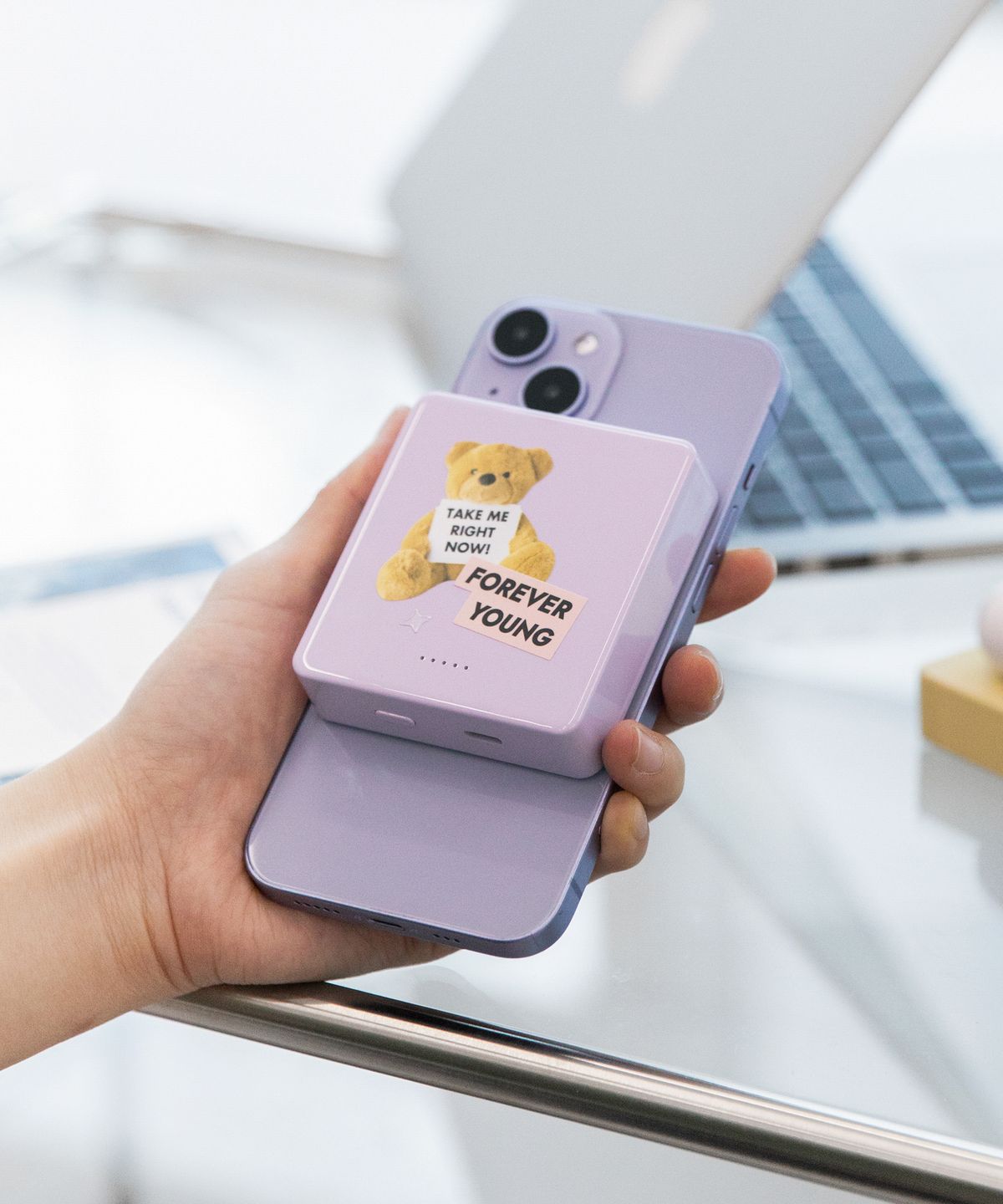 라이프썸(LIFESUM) 미니 마그네틱 무선충전 보조배터리(LFS-HA48) 8000mAh