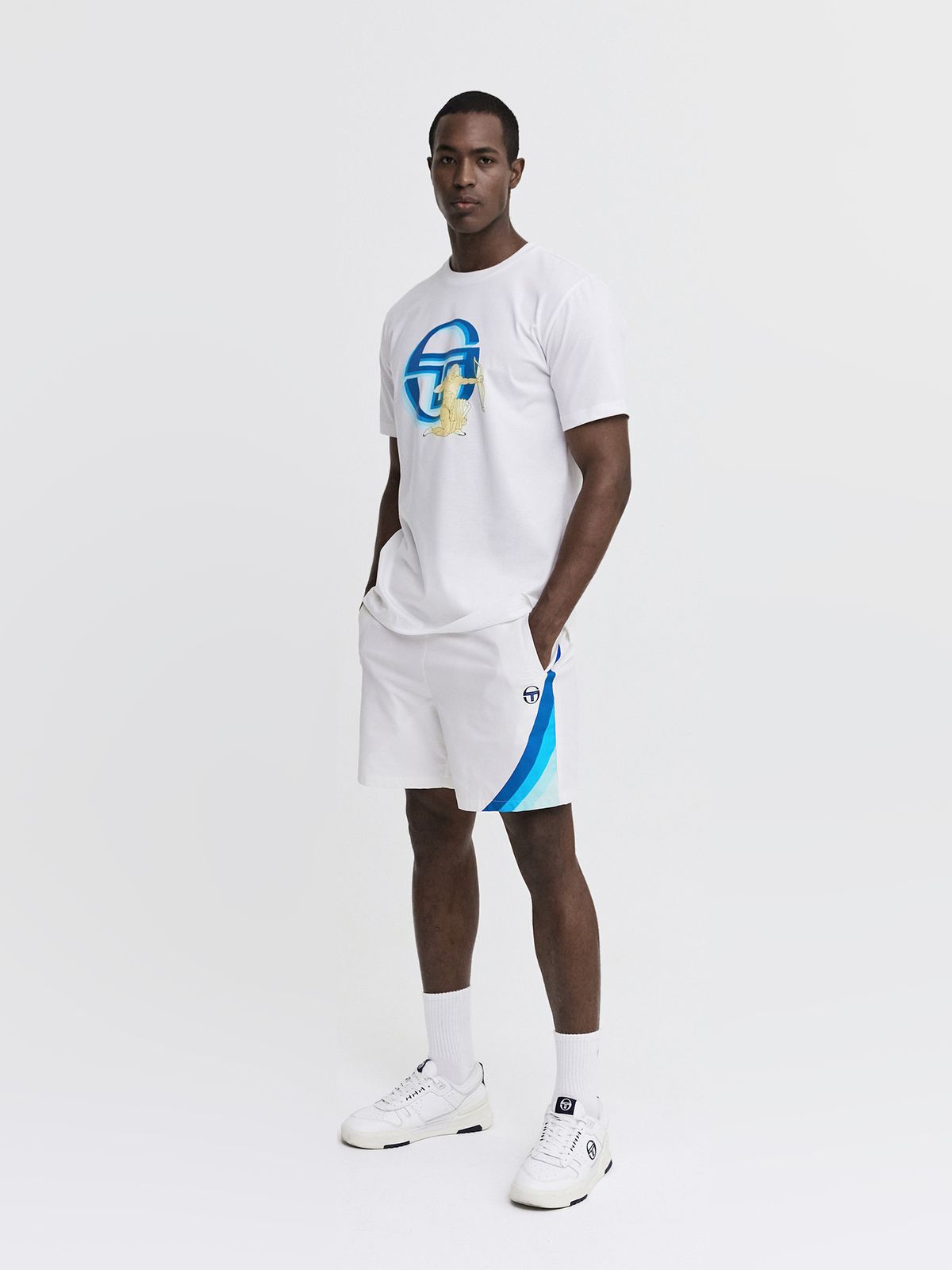 세르지오 타키니(SERGIO TACCHINI) M 아레쪼 CP 그래픽 라운드넥 반팔 티셔츠 (White)