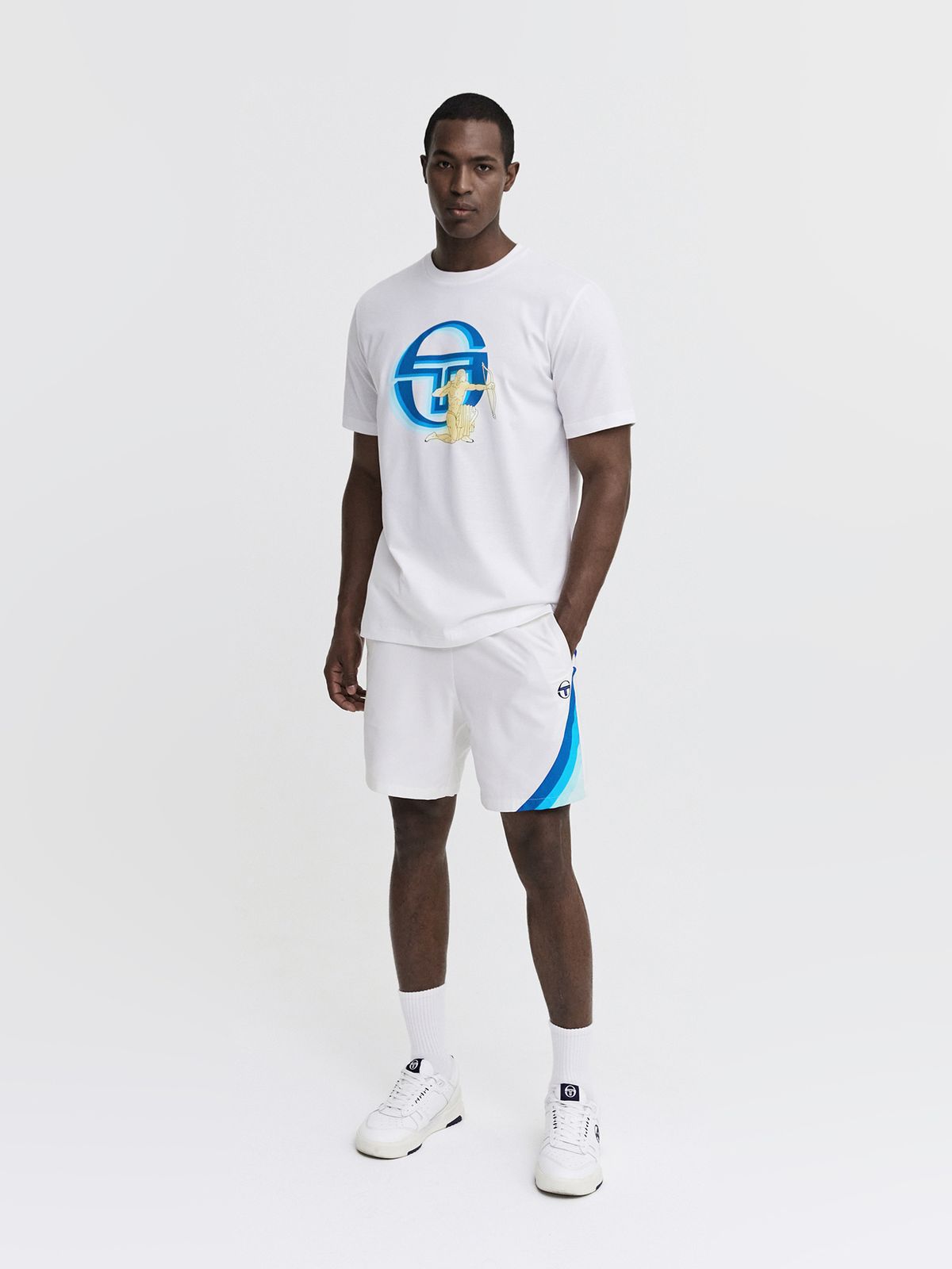 세르지오 타키니(SERGIO TACCHINI) M 아레쪼 CP 그래픽 라운드넥 반팔 티셔츠 (White)