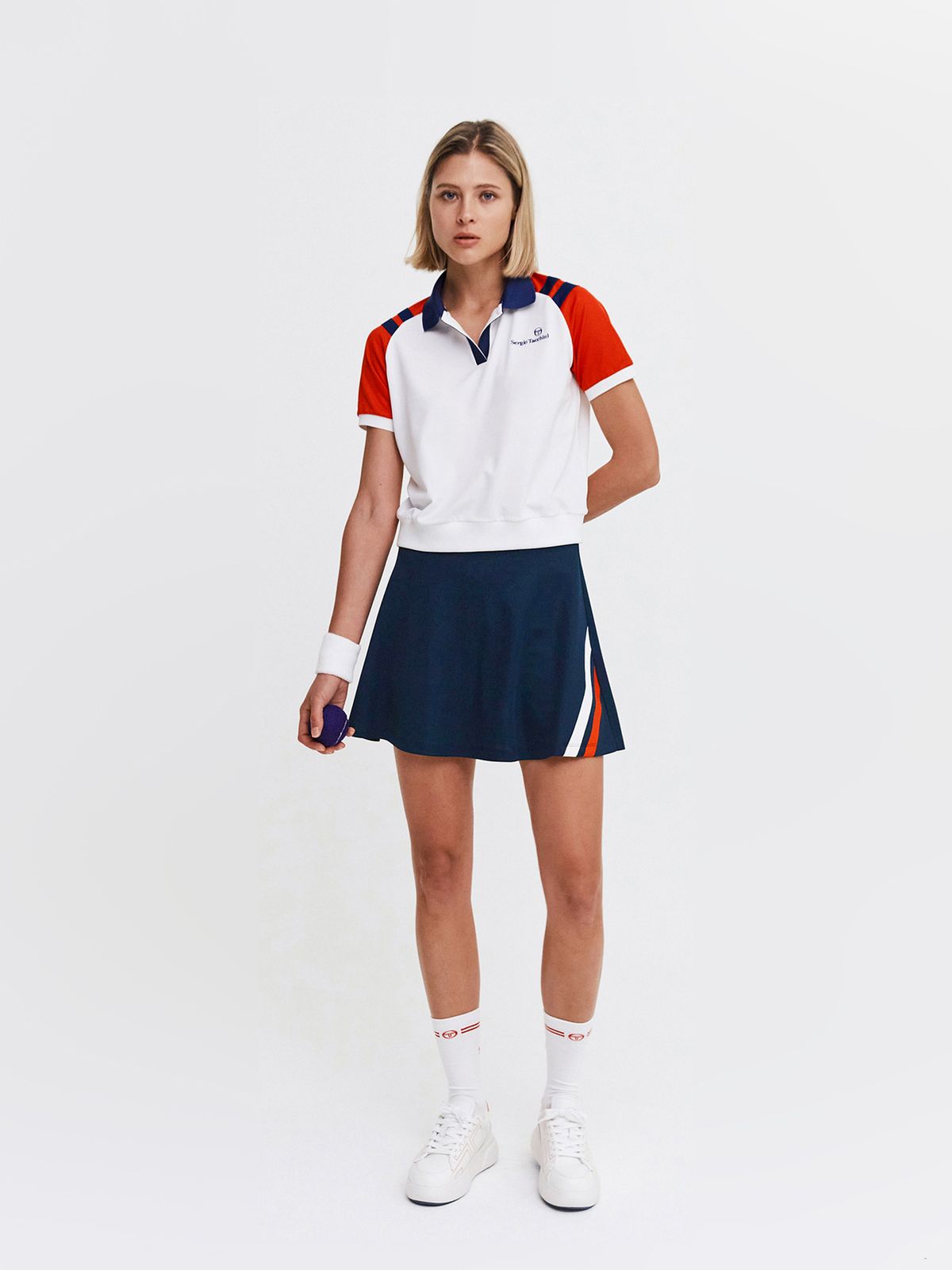 세르지오 타키니(SERGIO TACCHINI) W 오스쿠로 폴리 스트라이프 스커트 (Navy)