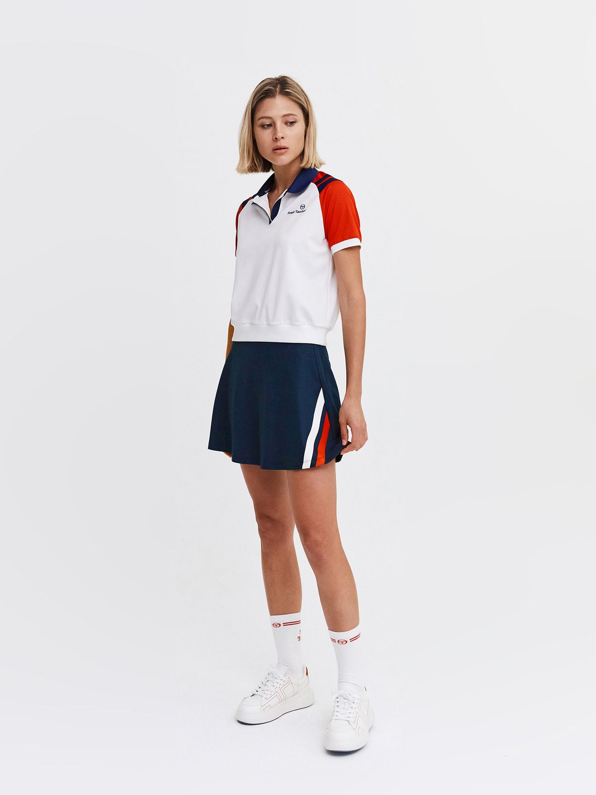 세르지오 타키니(SERGIO TACCHINI) W 오스쿠로 폴리 스트라이프 스커트 (Navy)
