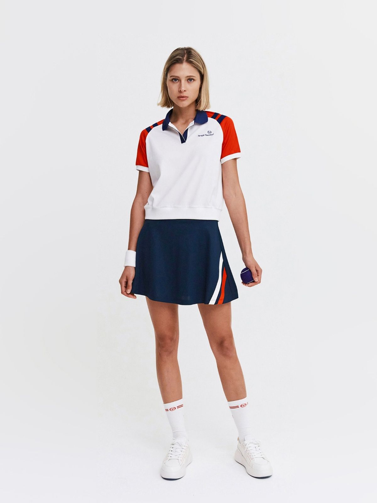 세르지오 타키니(SERGIO TACCHINI) W 오스쿠로 폴리 스트라이프 스커트 (Navy)