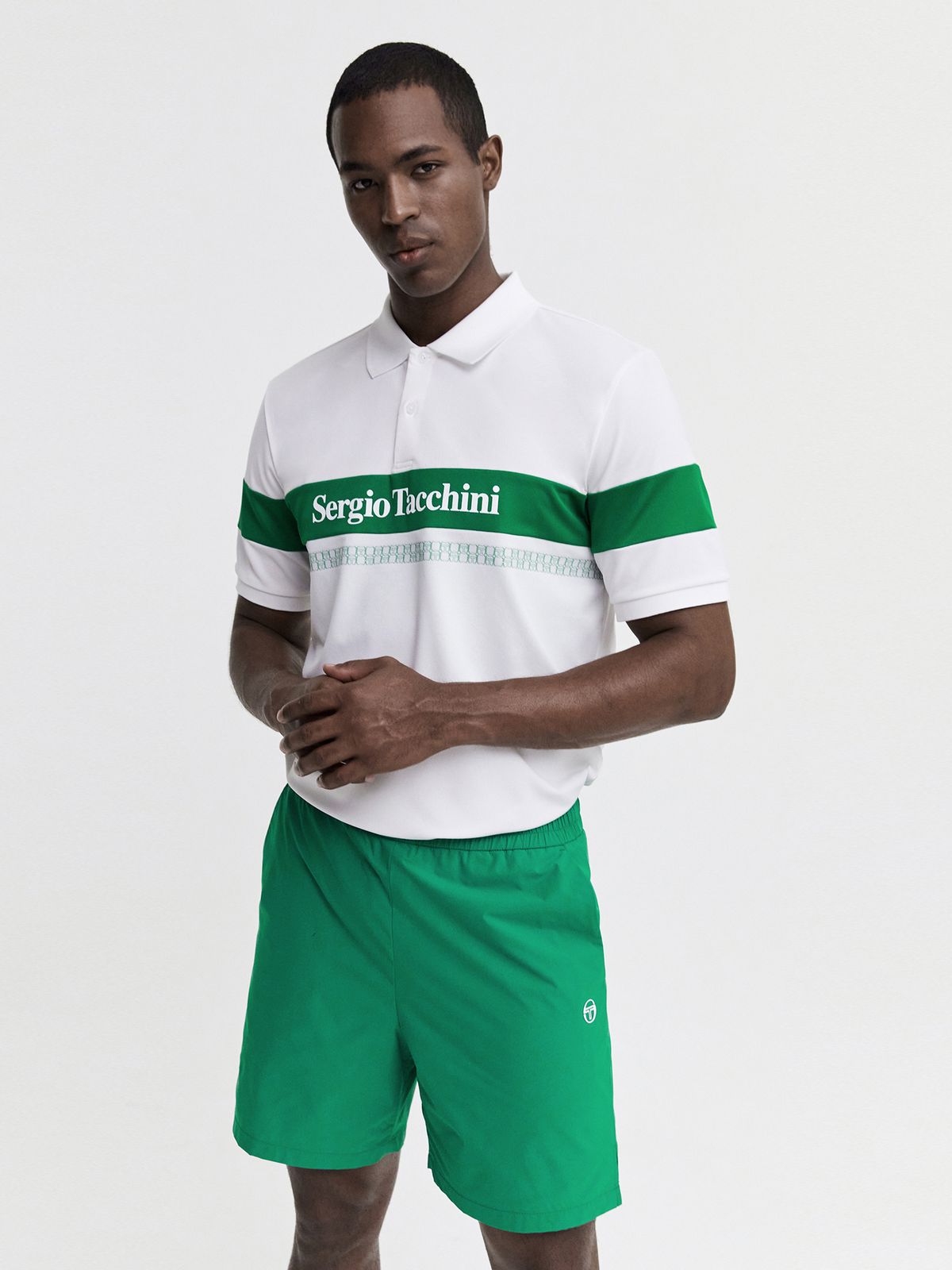 세르지오 타키니(SERGIO TACCHINI) M 다마린도 폴리 컬러블록 반팔 폴로셔츠 (White)