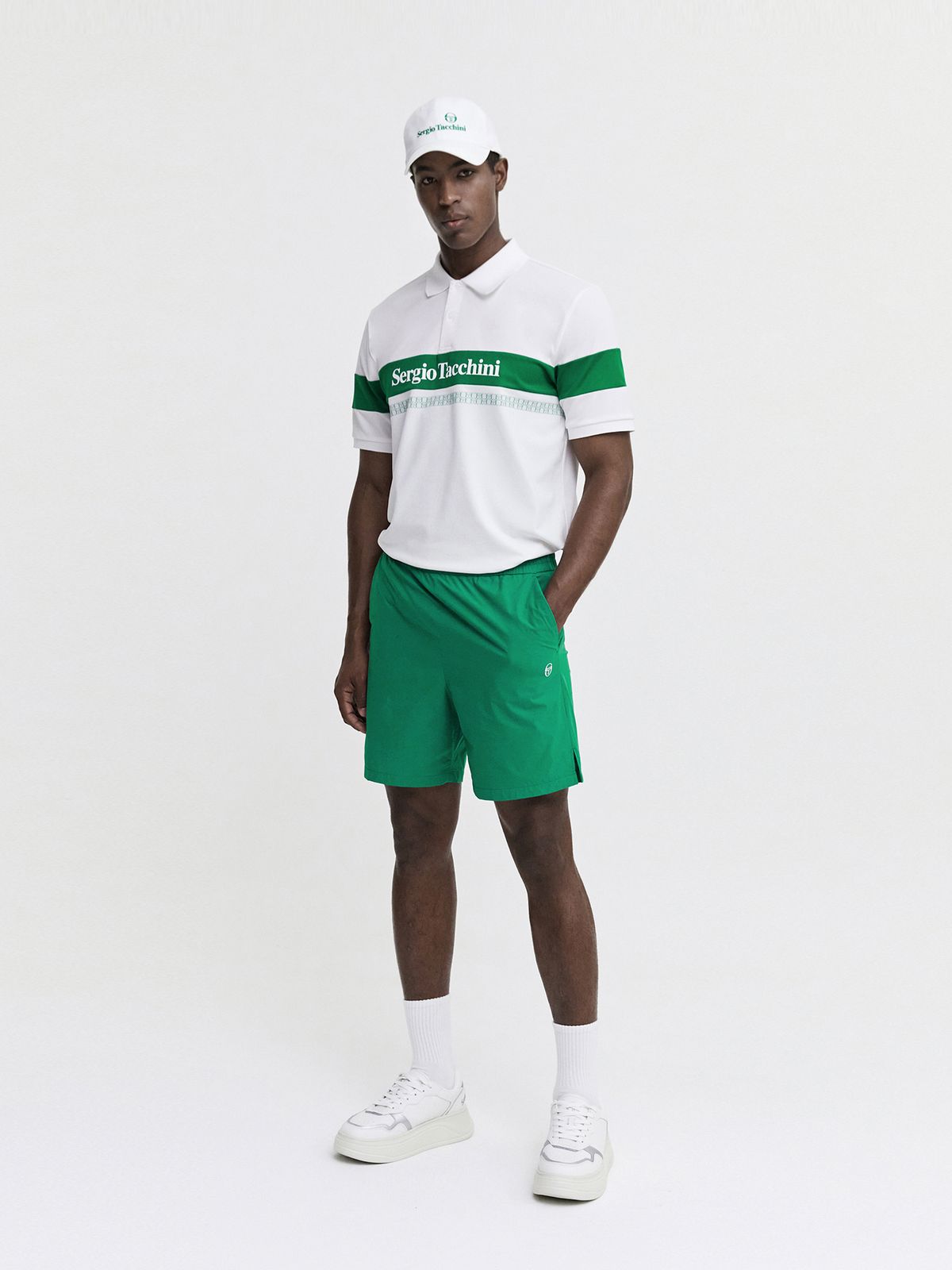 세르지오 타키니(SERGIO TACCHINI) M 다마린도 폴리 컬러블록 반팔 폴로셔츠 (White)