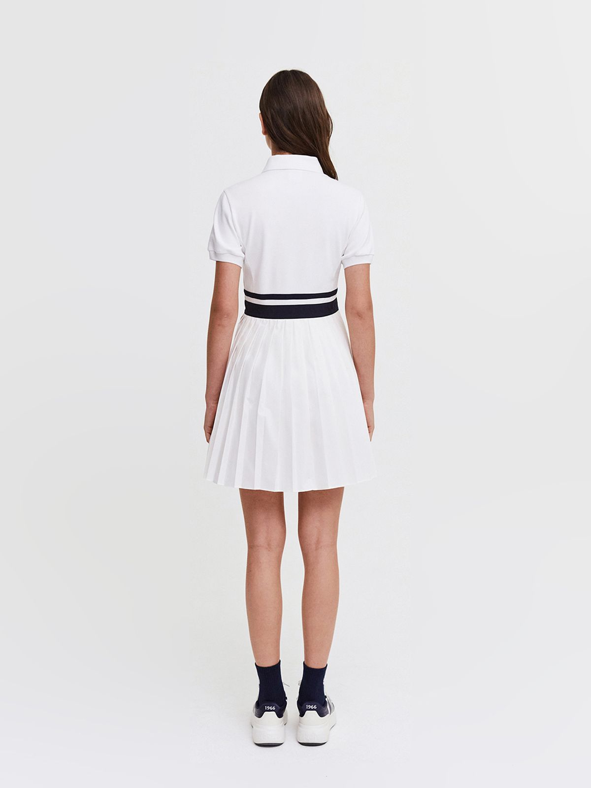 세르지오 타키니(SERGIO TACCHINI) W 다마린도 저지우븐믹스 풀집 반팔 드레스 (White)