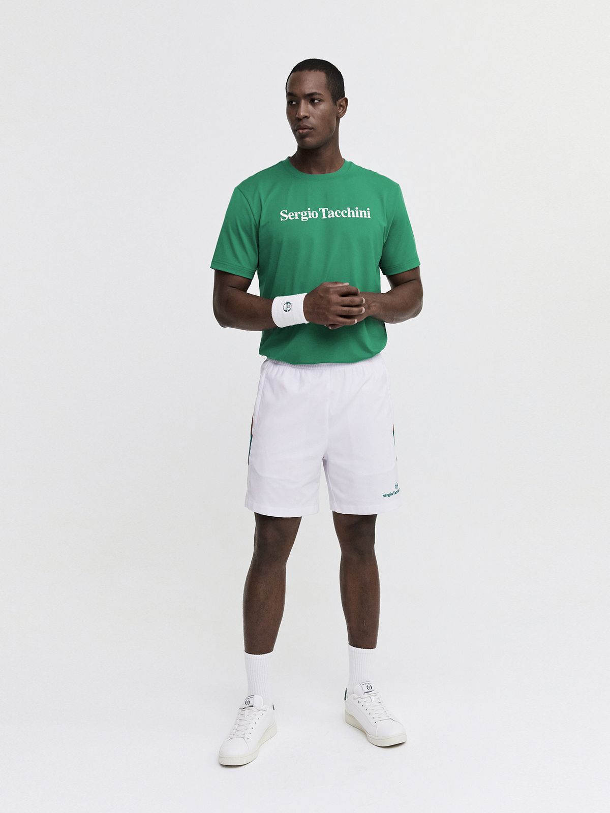 세르지오 타키니(SERGIO TACCHINI) M 코너스 폴리 워드마크 라운드넥 반팔 티셔츠 (Green)