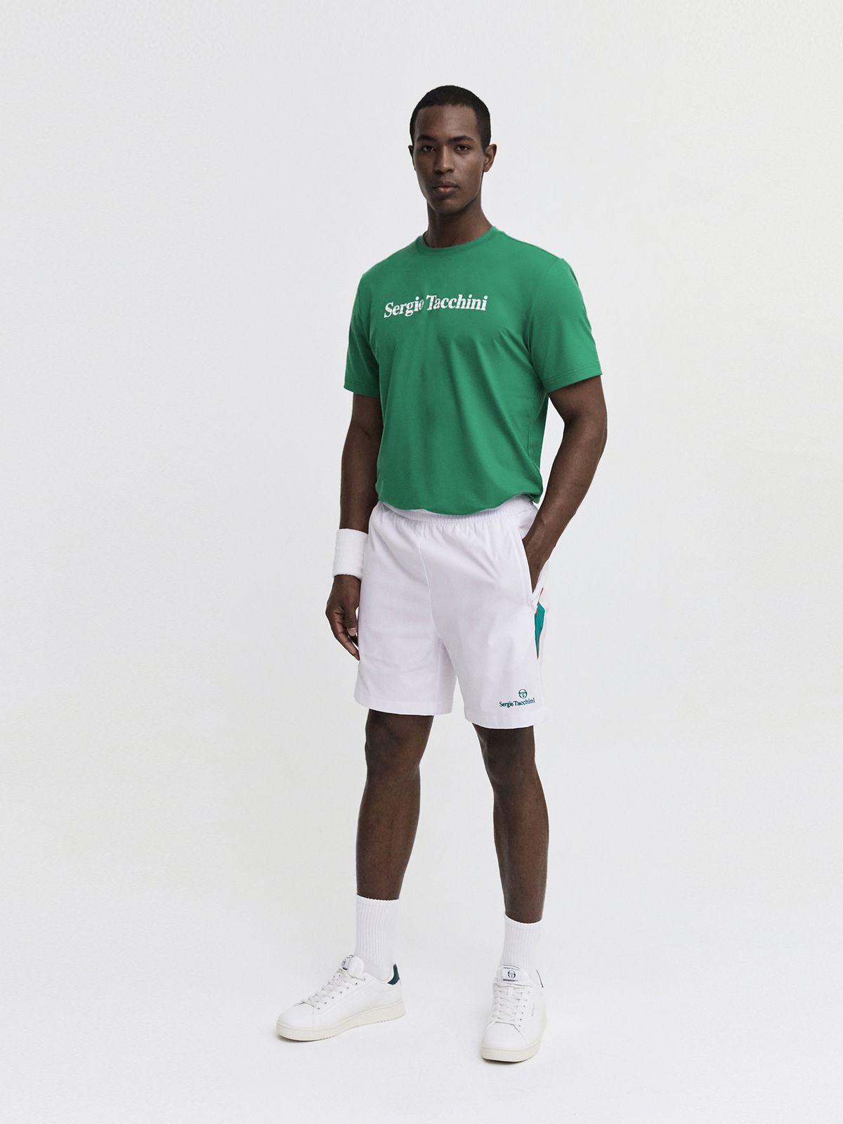세르지오 타키니(SERGIO TACCHINI) M 코너스 폴리 워드마크 라운드넥 반팔 티셔츠 (Green)