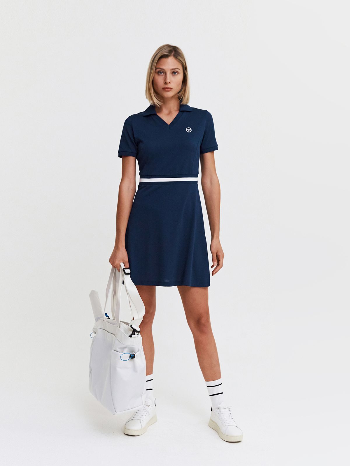 세르지오 타키니(SERGIO TACCHINI) W 클래식 CP 카라브이넥 반팔 드레스 (Navy)