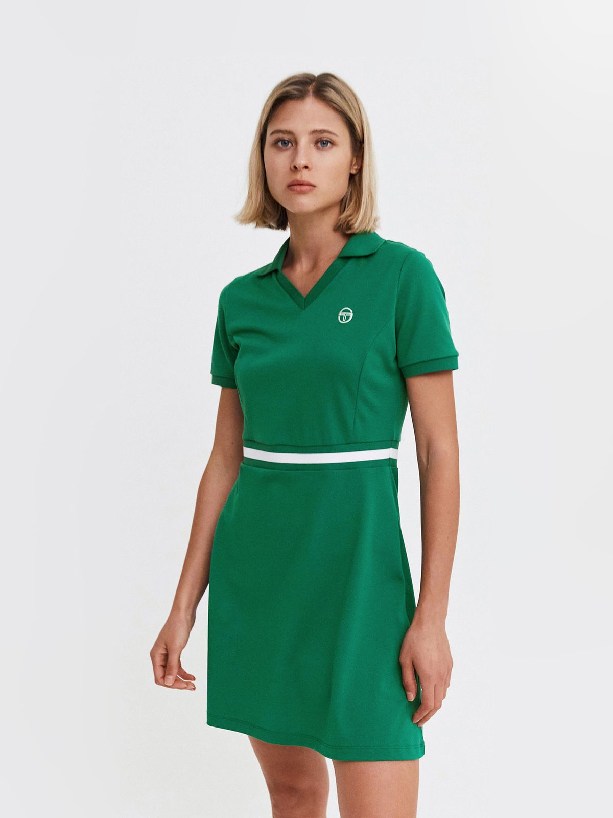세르지오 타키니(SERGIO TACCHINI) W 클래식 CP 카라브이넥 반팔 드레스 (Green)