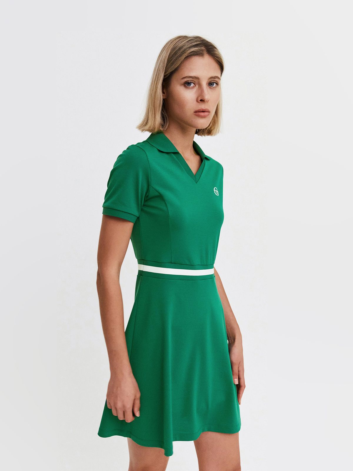 세르지오 타키니(SERGIO TACCHINI) W 클래식 CP 카라브이넥 반팔 드레스 (Green)