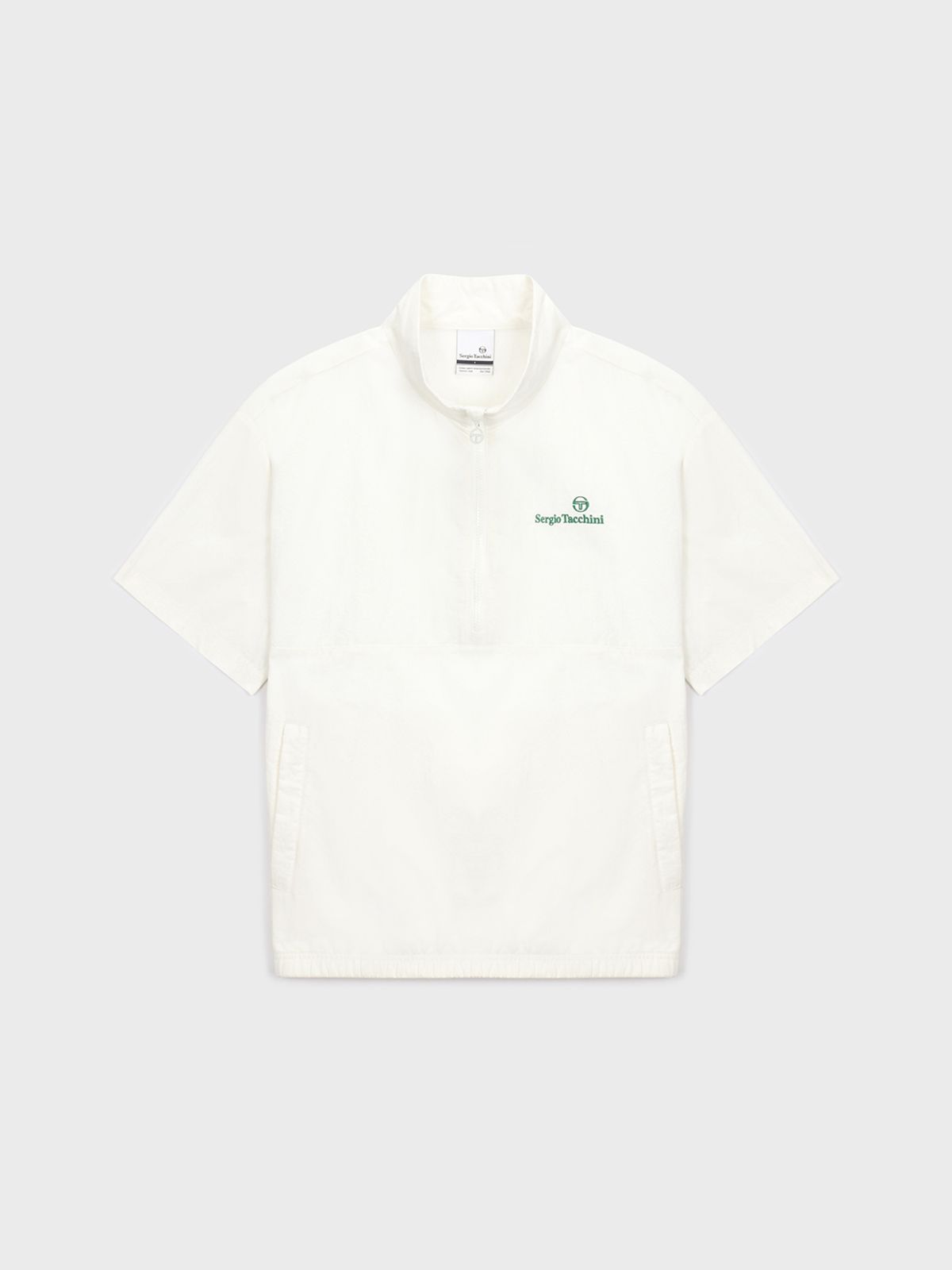 세르지오 타키니(SERGIO TACCHINI) M 크루 우븐 하프집 반팔 아노락 (White)