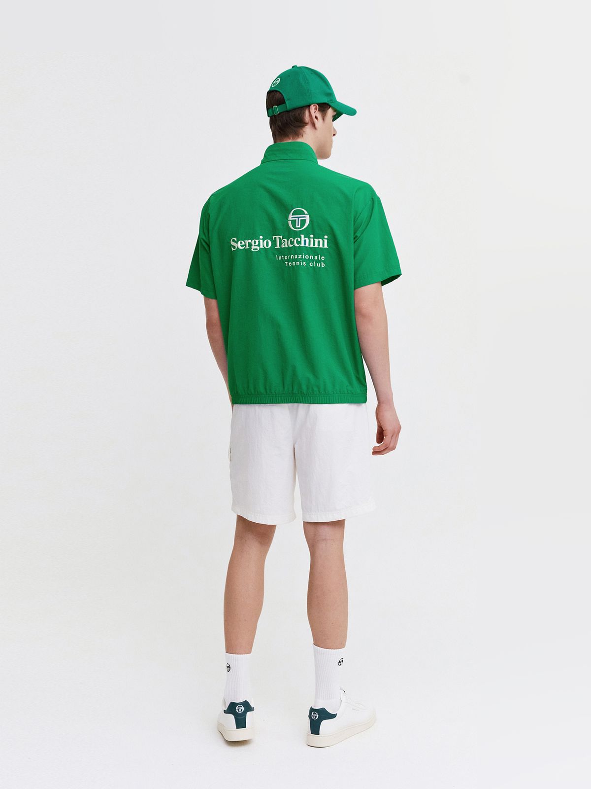 세르지오 타키니(SERGIO TACCHINI) M 크루 우븐 하프집 반팔 아노락