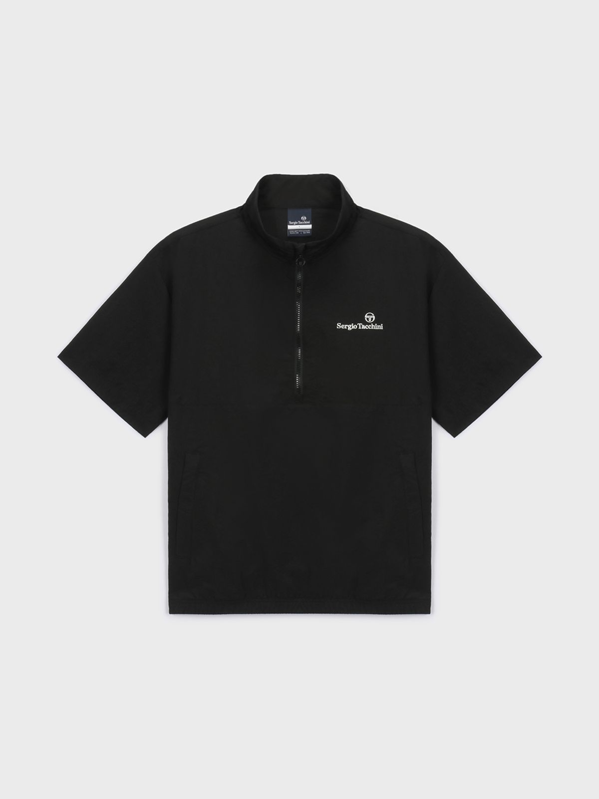 세르지오 타키니(SERGIO TACCHINI) M 크루 우븐 하프집 반팔 아노락 (Black)
