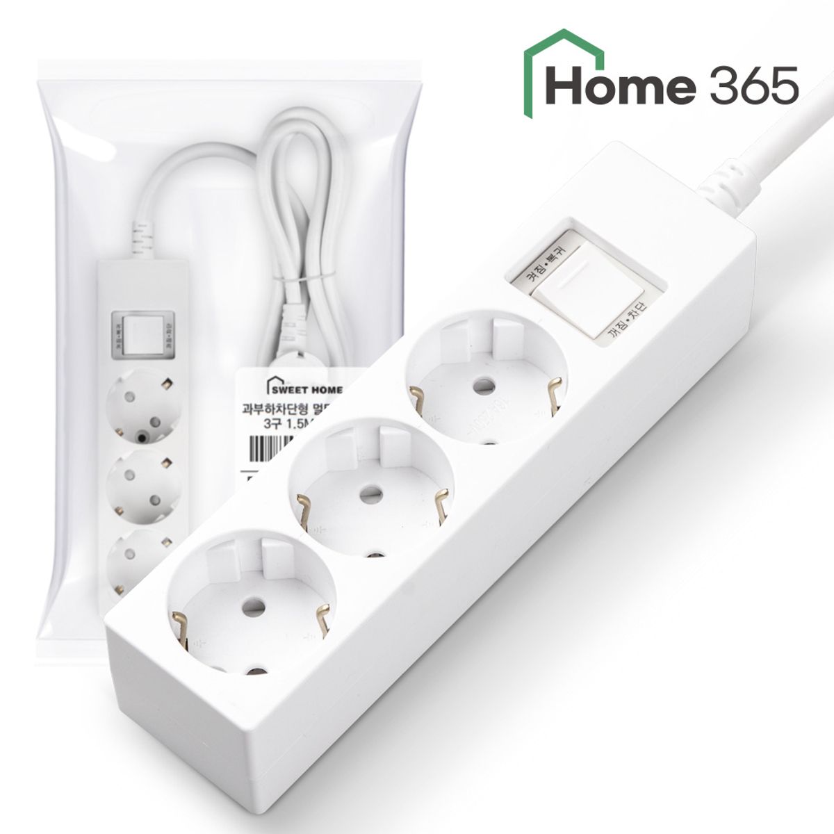 홈365(HOME365) 국산 16A 과부하차단  멀티탭 3구 0.7m