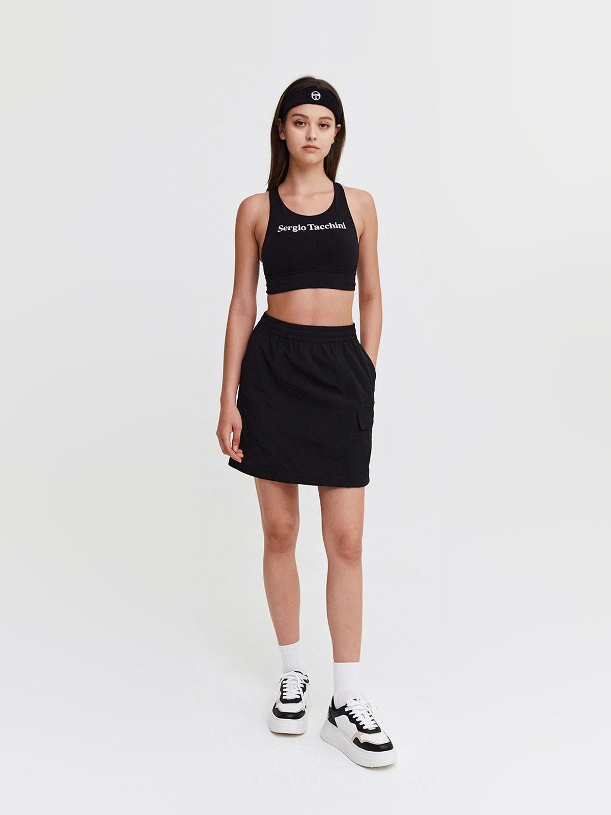 세르지오 타키니(SERGIO TACCHINI) W 크루 우븐 스커트 (Black)