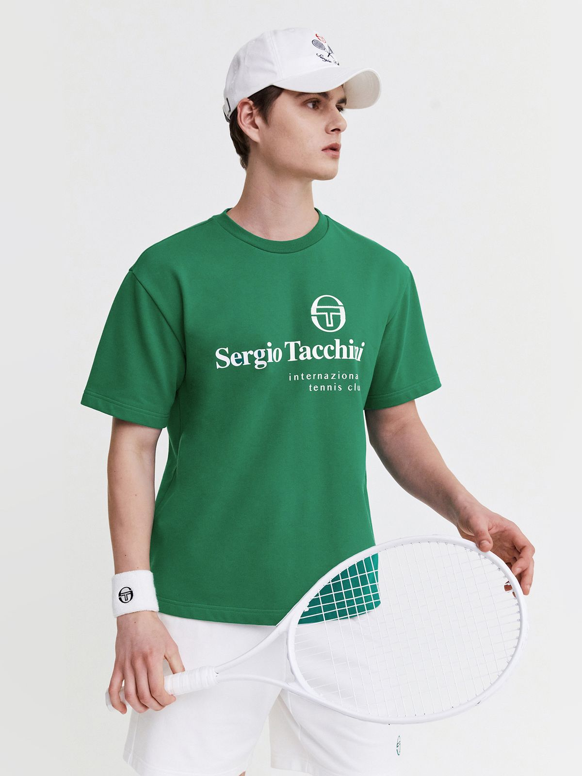세르지오 타키니(SERGIO TACCHINI) M 모던 CP 로고 라운드넥 반팔 맨투맨 (Green)
