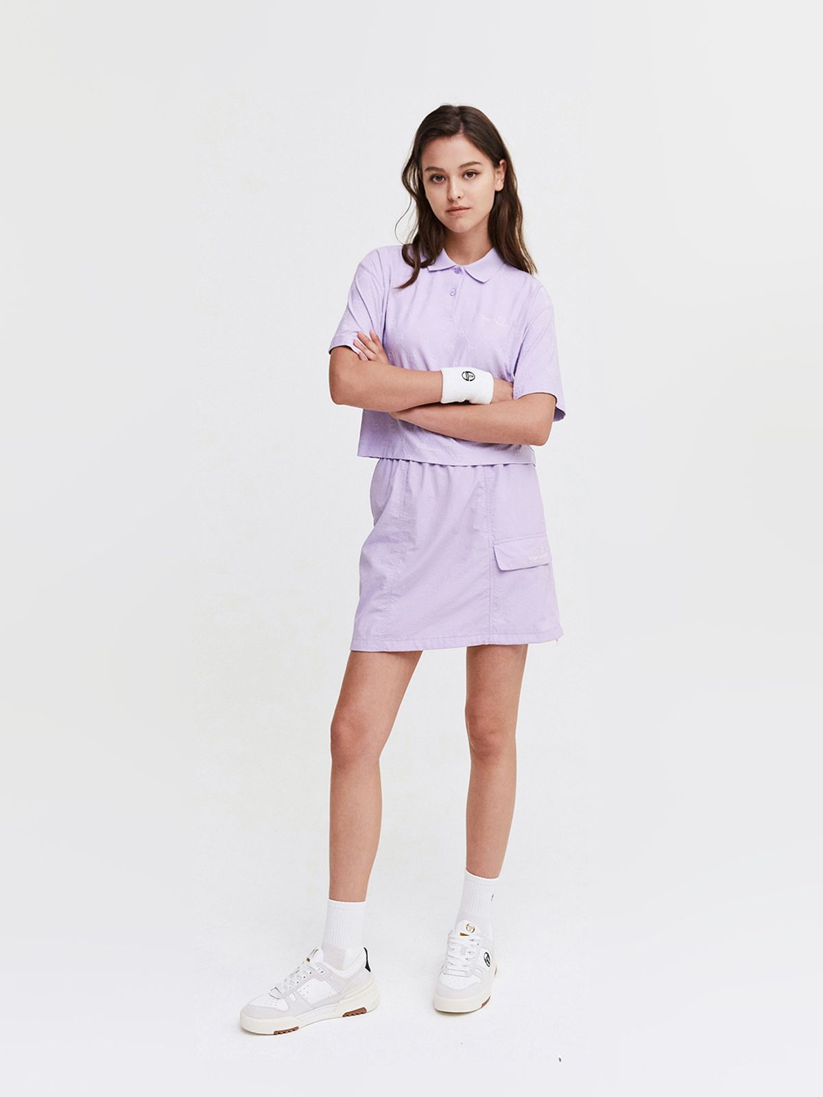 세르지오 타키니(SERGIO TACCHINI) W 모노그램 자카드 엠보스드 반팔 폴로셔츠