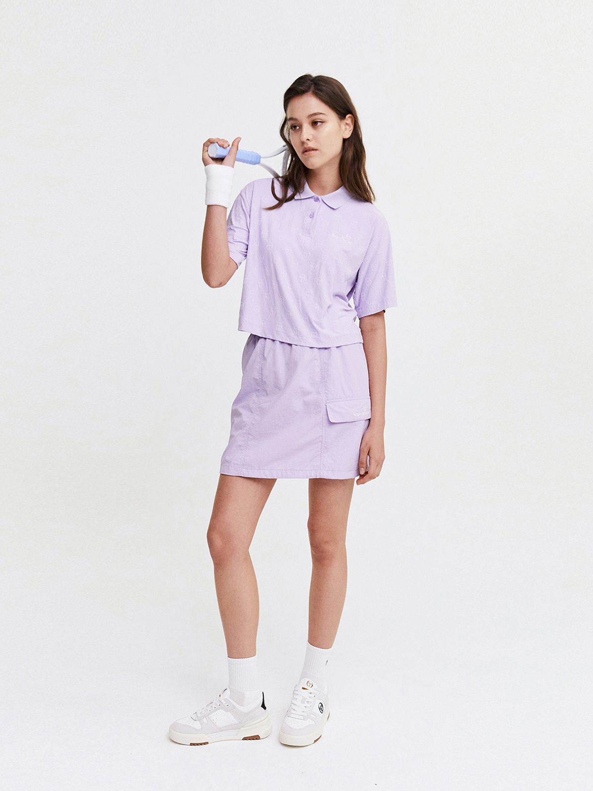 세르지오 타키니(SERGIO TACCHINI) W 모노그램 자카드 엠보스드 반팔 폴로셔츠