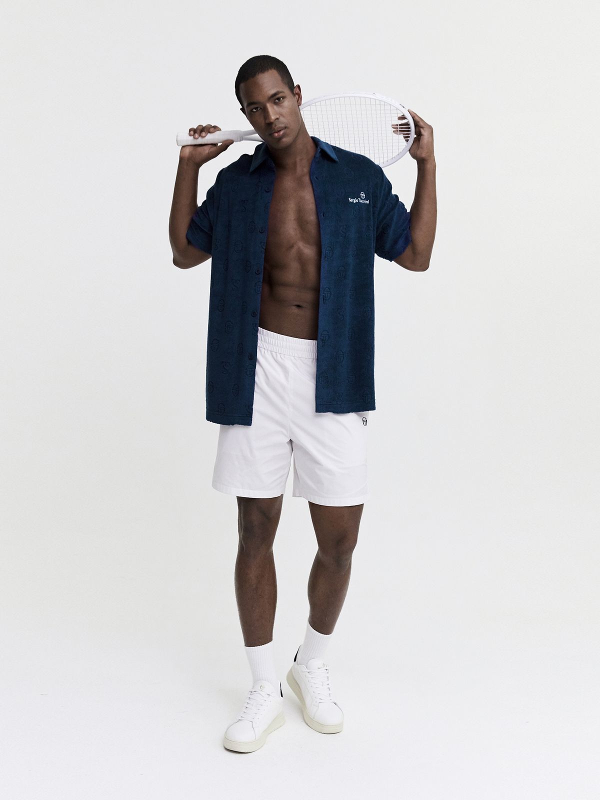 세르지오 타키니(SERGIO TACCHINI) M 모노그램 테리 카라넥 셔츠 (Navy)