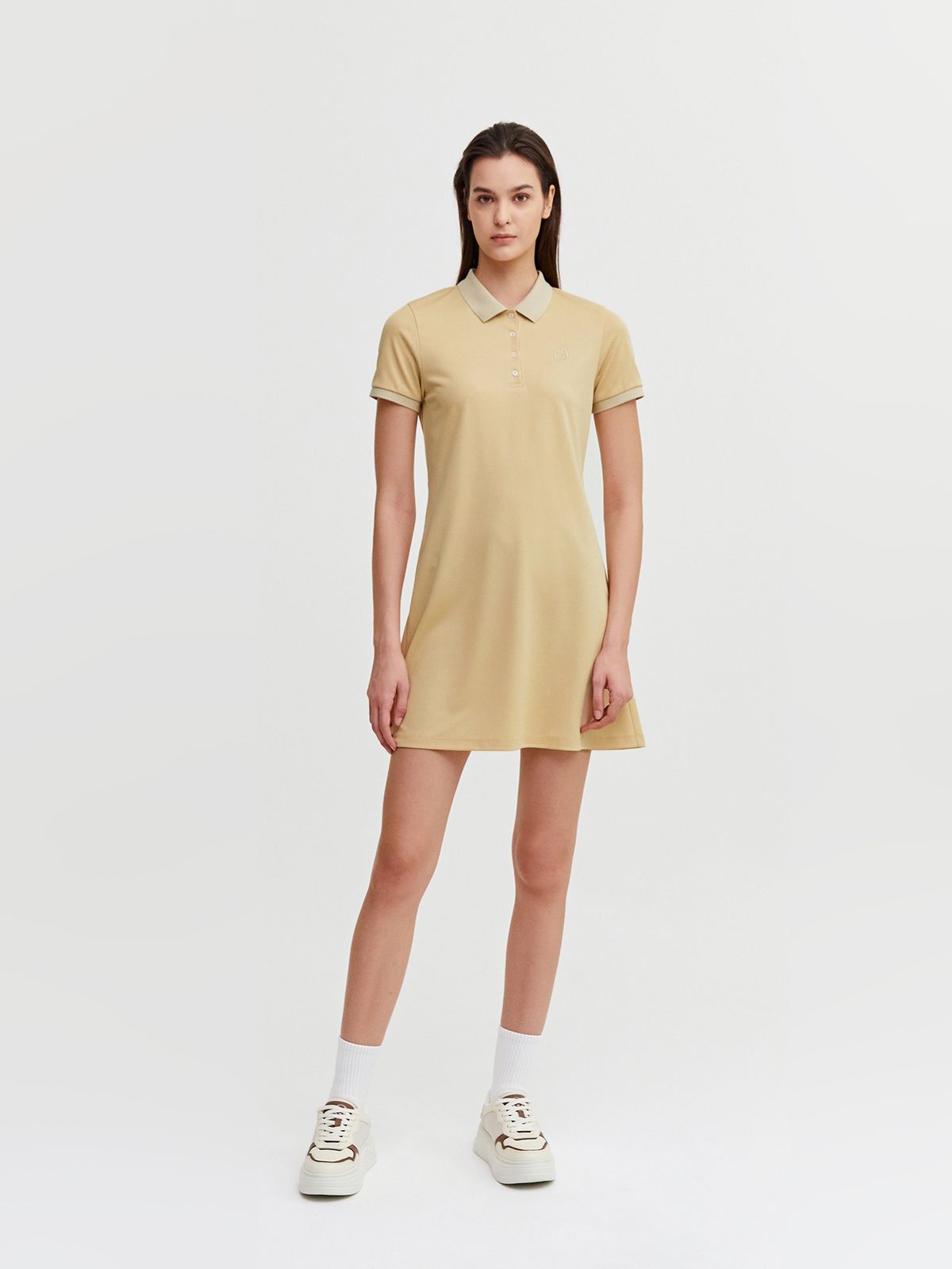 세르지오 타키니(SERGIO TACCHINI) W 에센셜 피케 반팔 드레스 (Beige)