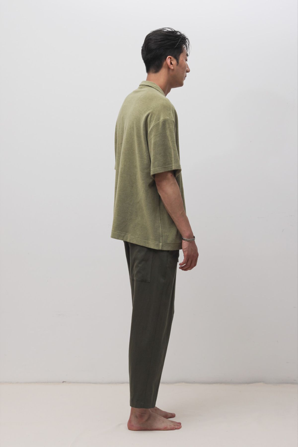 로우 투 로우(RAW TO RAW) MRP047E 린넨 코튼 밴딩 크롭 너바나 팬츠 FIDDLE LEAF
