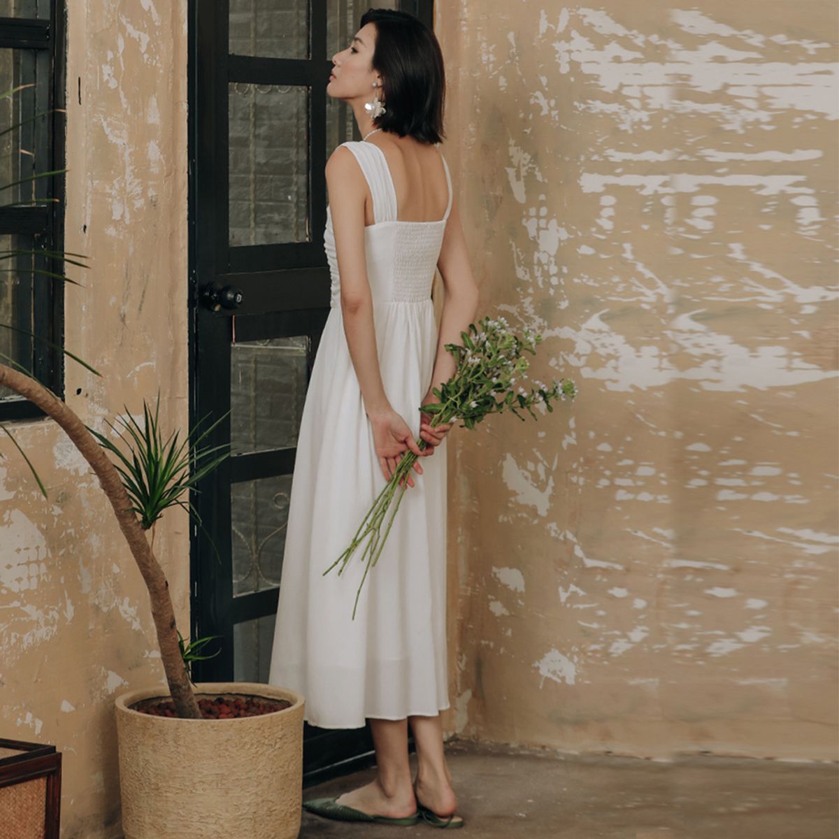 랭썬(LANGSON) LS_Elegant shirring long dress