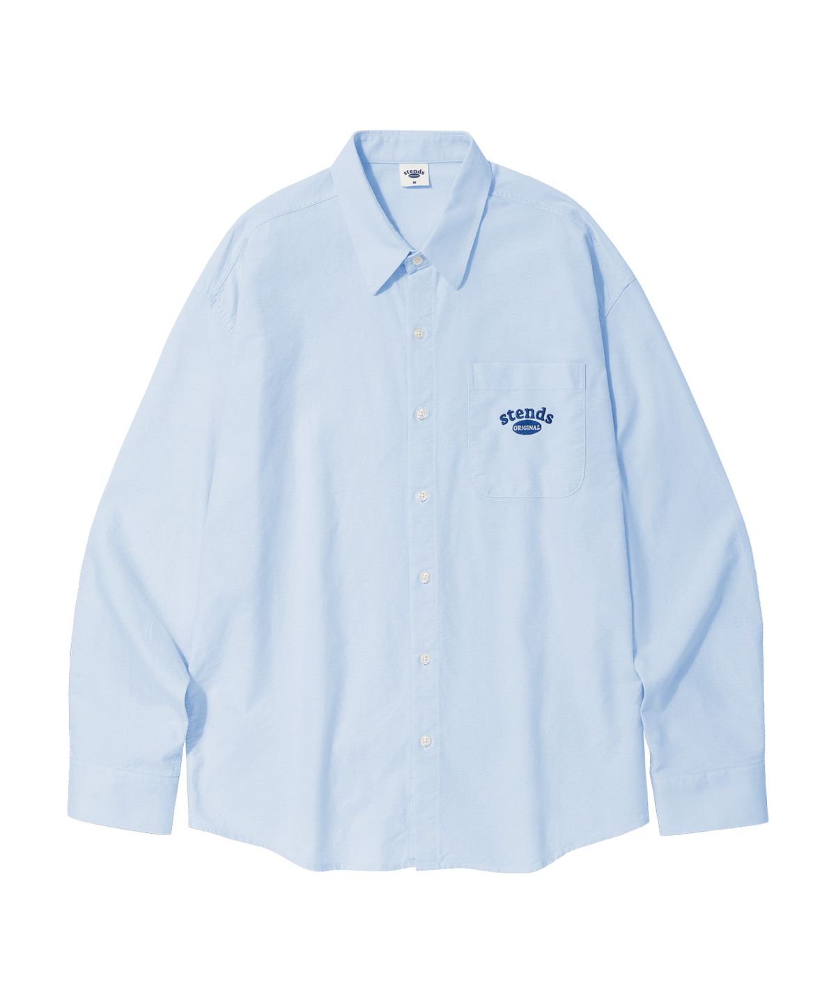 스탠즈(STENDS) [M~4XL] 아치 로고 옥스포드 워싱 셔츠_블루