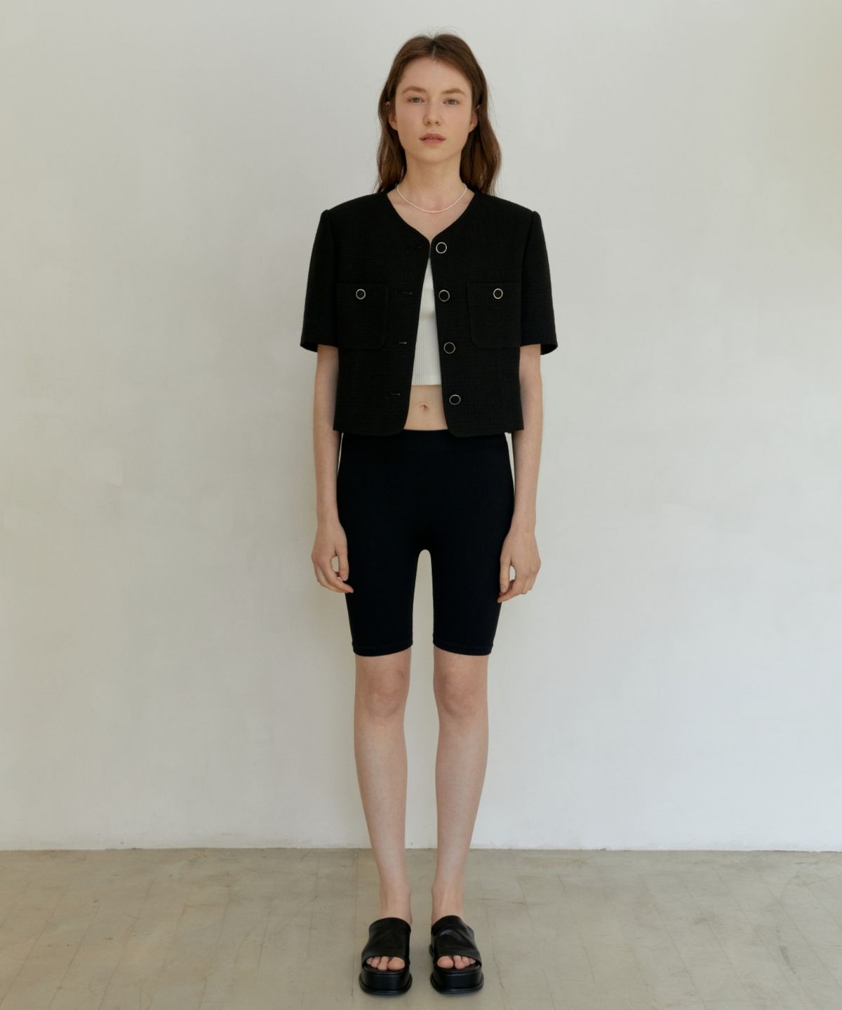 어나우트(UNNOUT) SUMMER TWEED JACKET - BLACK