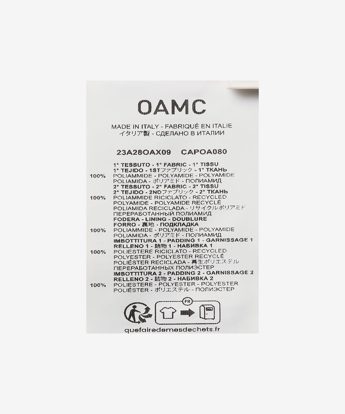 오에이엠씨(OAMC) 리워크 봄버 MA 1 재킷 - 블랙 / 23A28OAX09CAPOA080001