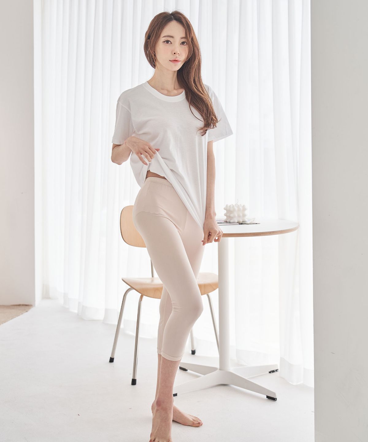 에이원(AONE) 여성 인견 스판 8부 레깅스 (66731)