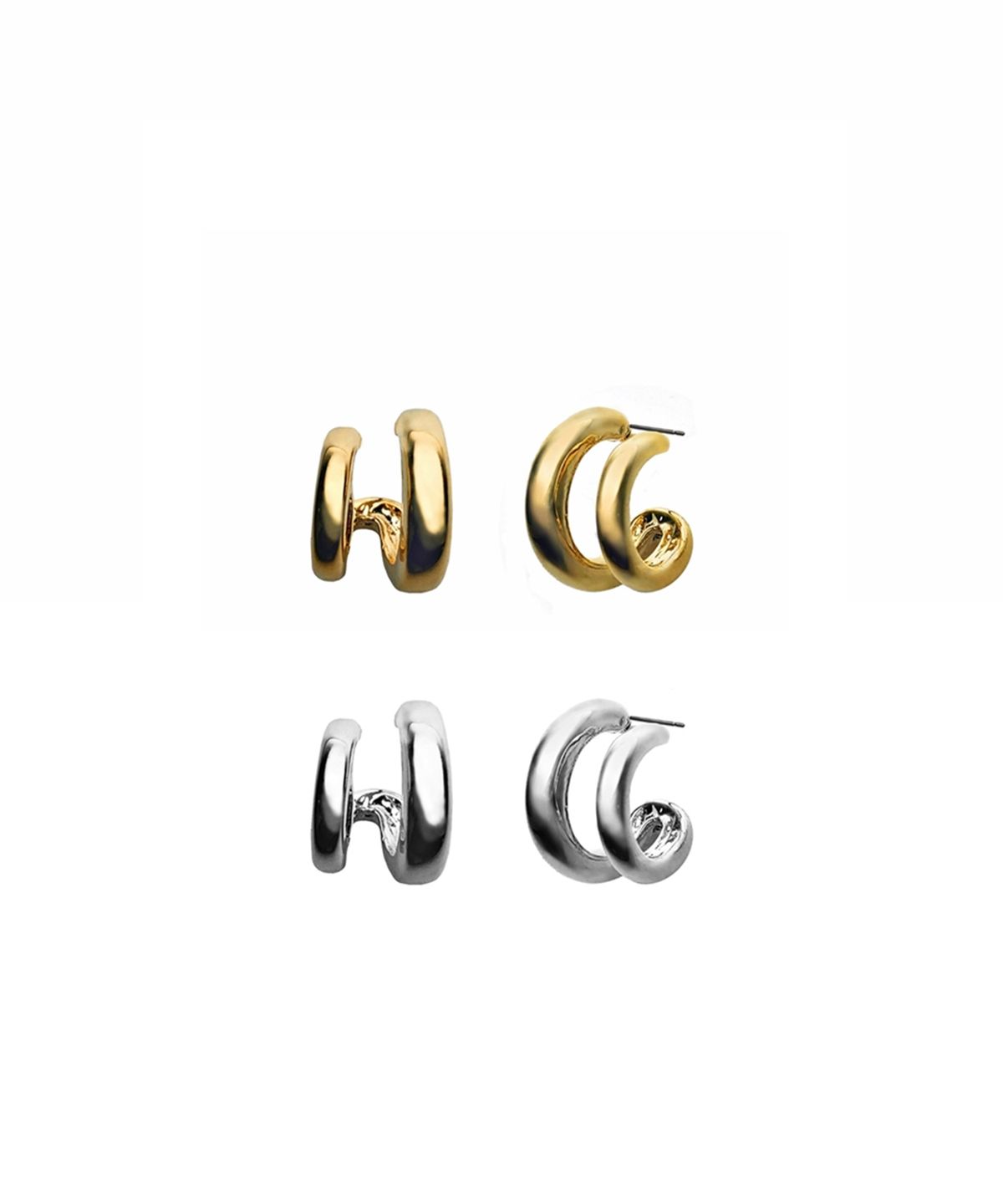 러브미몬스터(LOVE ME MONSTER) Two Line Ring Earrings