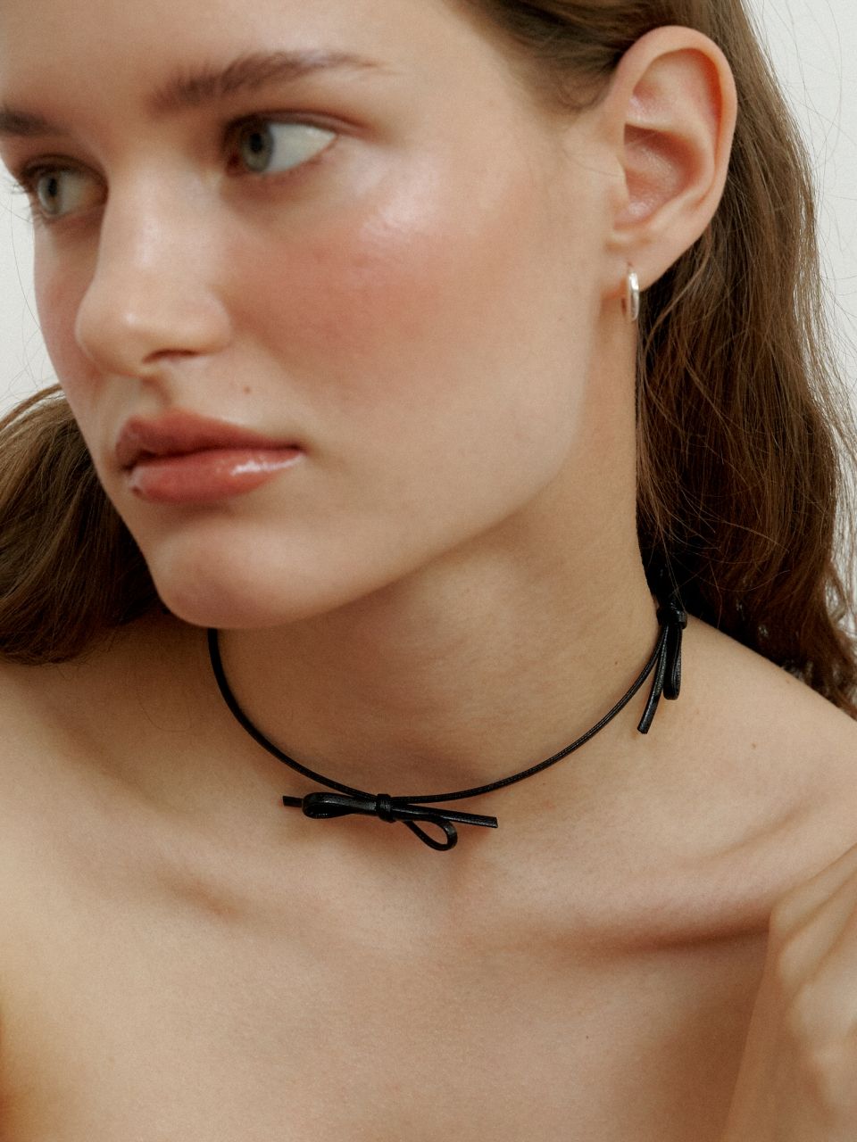 MUSINSA | LOVE ME MONSTER Petit Ribbon Leather Choker