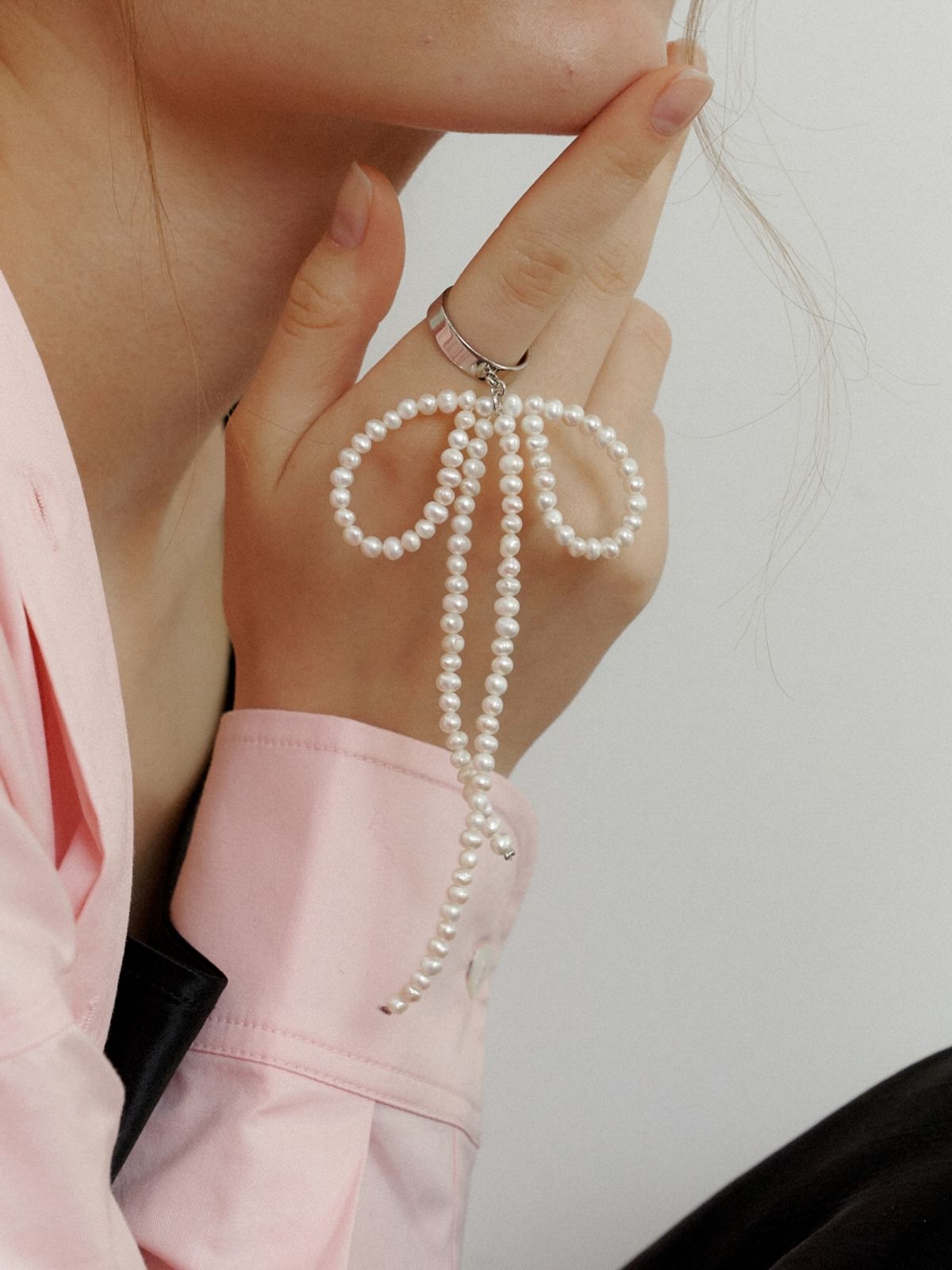 러브미몬스터(LOVE ME MONSTER) Vintage Pearl Ribbon Earcuff & Ring