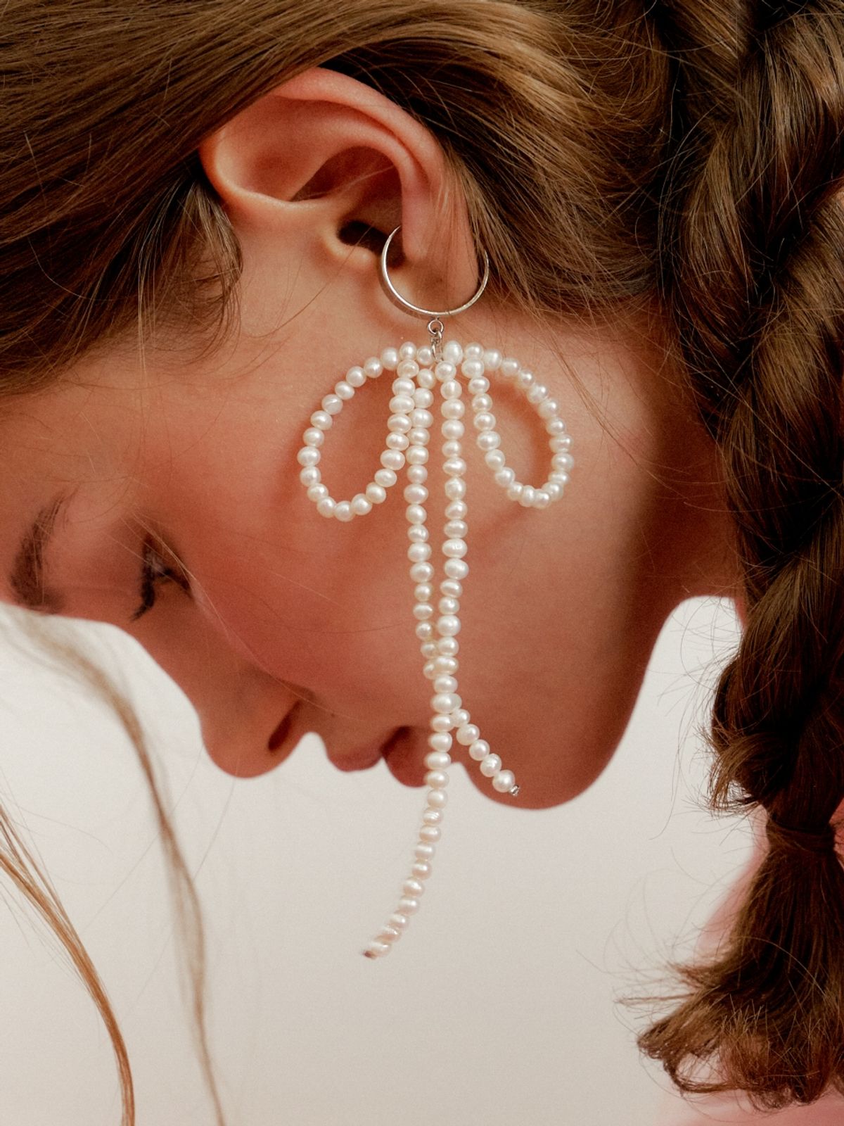 러브미몬스터(LOVE ME MONSTER) Vintage Pearl Ribbon Earcuff & Ring