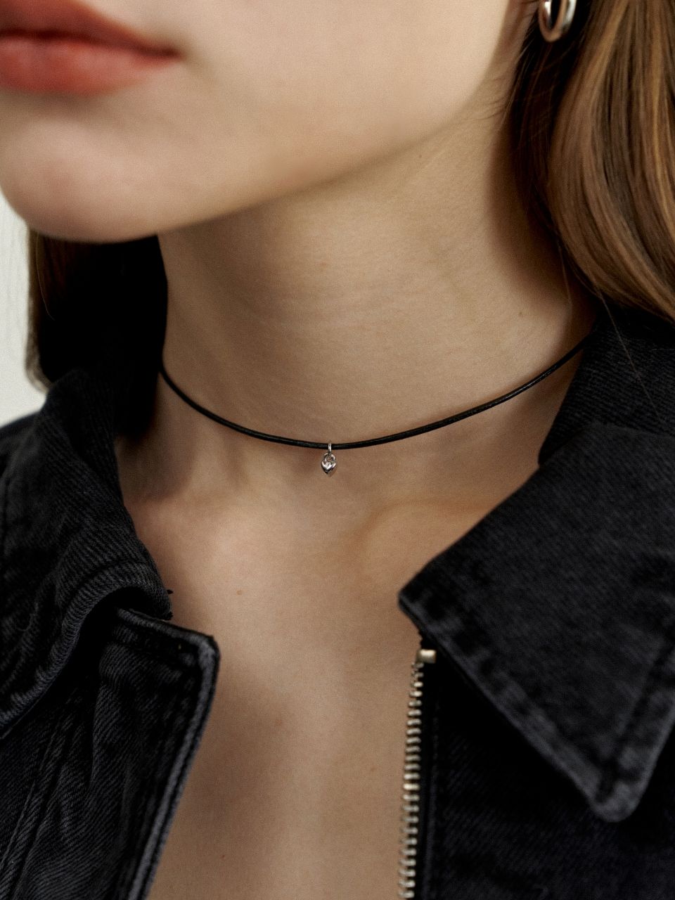 ネックレス・ペンダント [LOVE ME MONSTER] Mini Ring Drop Leather Choker ☆人氣☆LOVE ME MONSTER☆Mini Ring Drop Leather Choker (LOVE