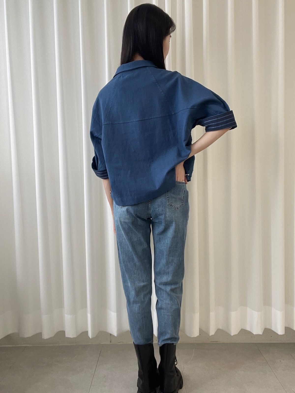 올강 디자인 스튜디오(ALL KANG DESIGN STUDIO) 린넨 숄카라 7부 자켓