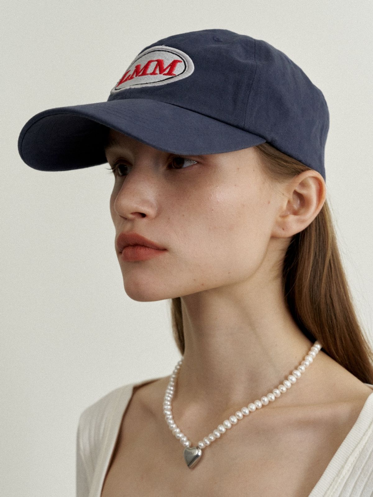 러브미몬스터(LOVE ME MONSTER) Vintage LMM Logo Ball Cap_Washed Navy