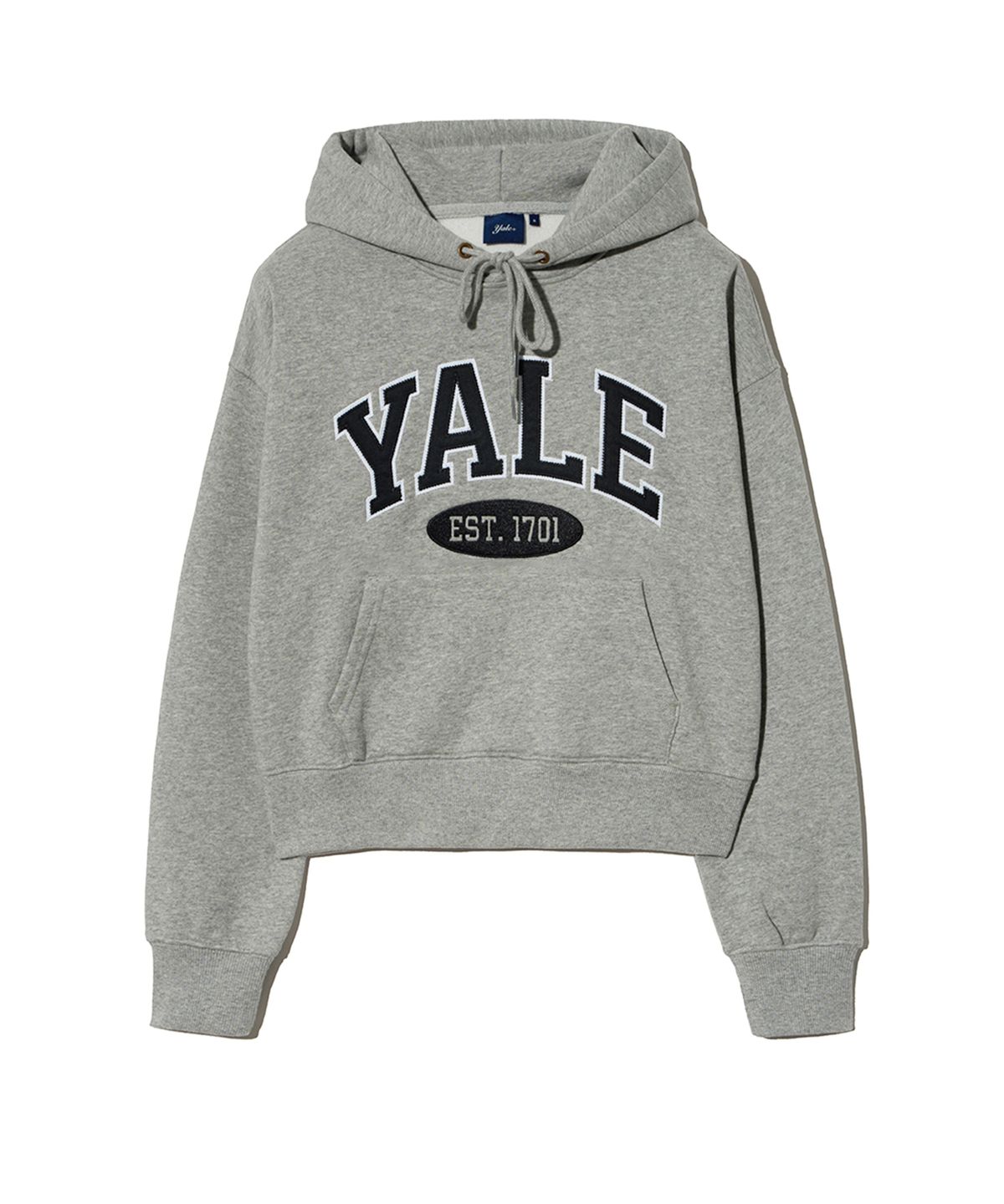 예일(YALE) 투톤아치 크롭 후드_그레이