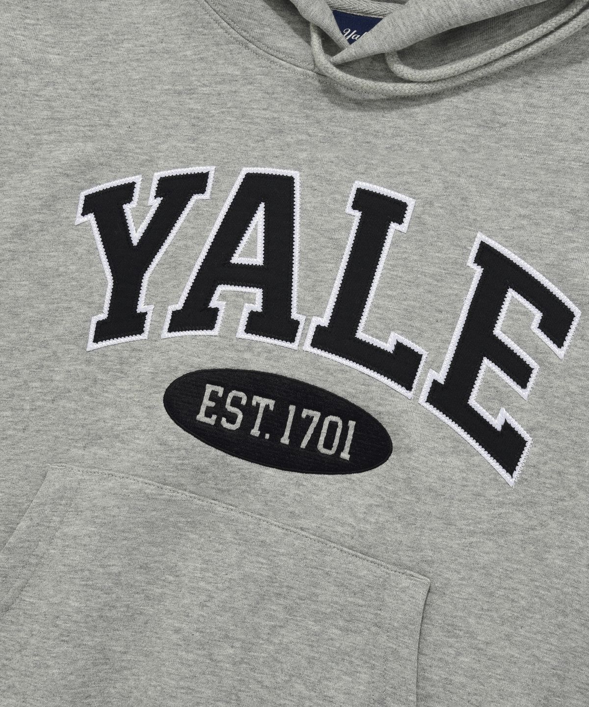 예일(YALE) 투톤아치 크롭 후드_그레이