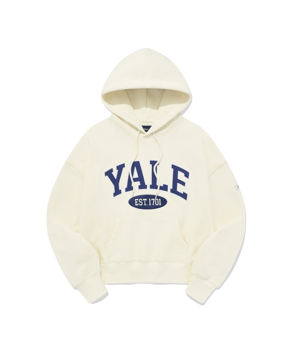 예일(YALE) 투톤아치 크롭 후드_아이보리