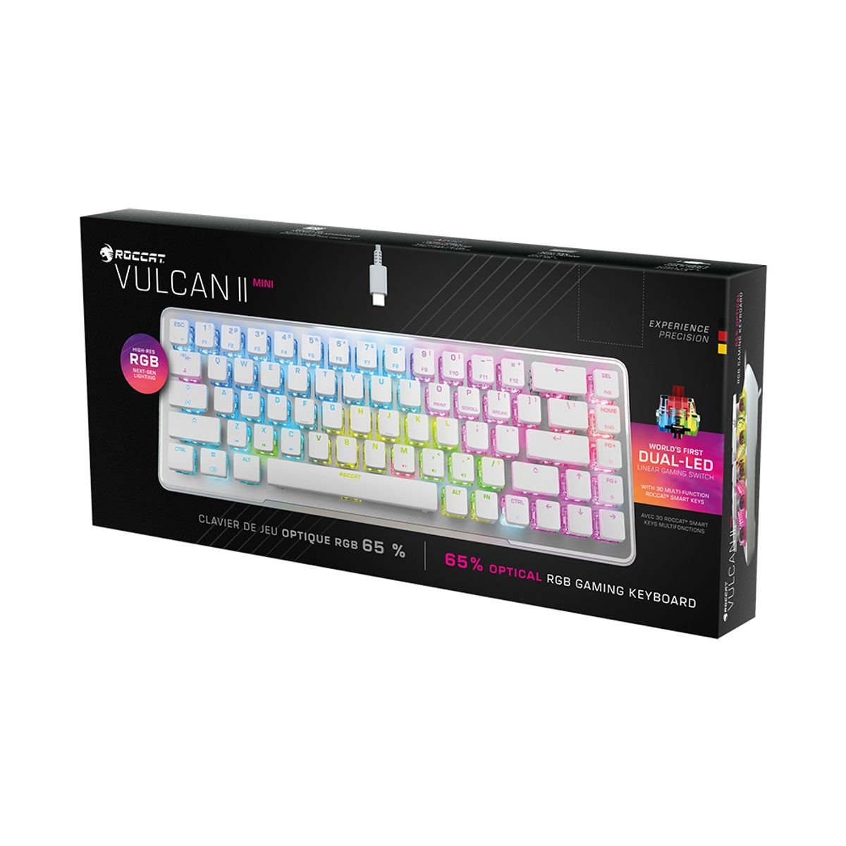 로캣(ROCCAT) 벌칸2 미니 Vulcan II Mini 게이밍 키보드 White (적축/한글 자판)