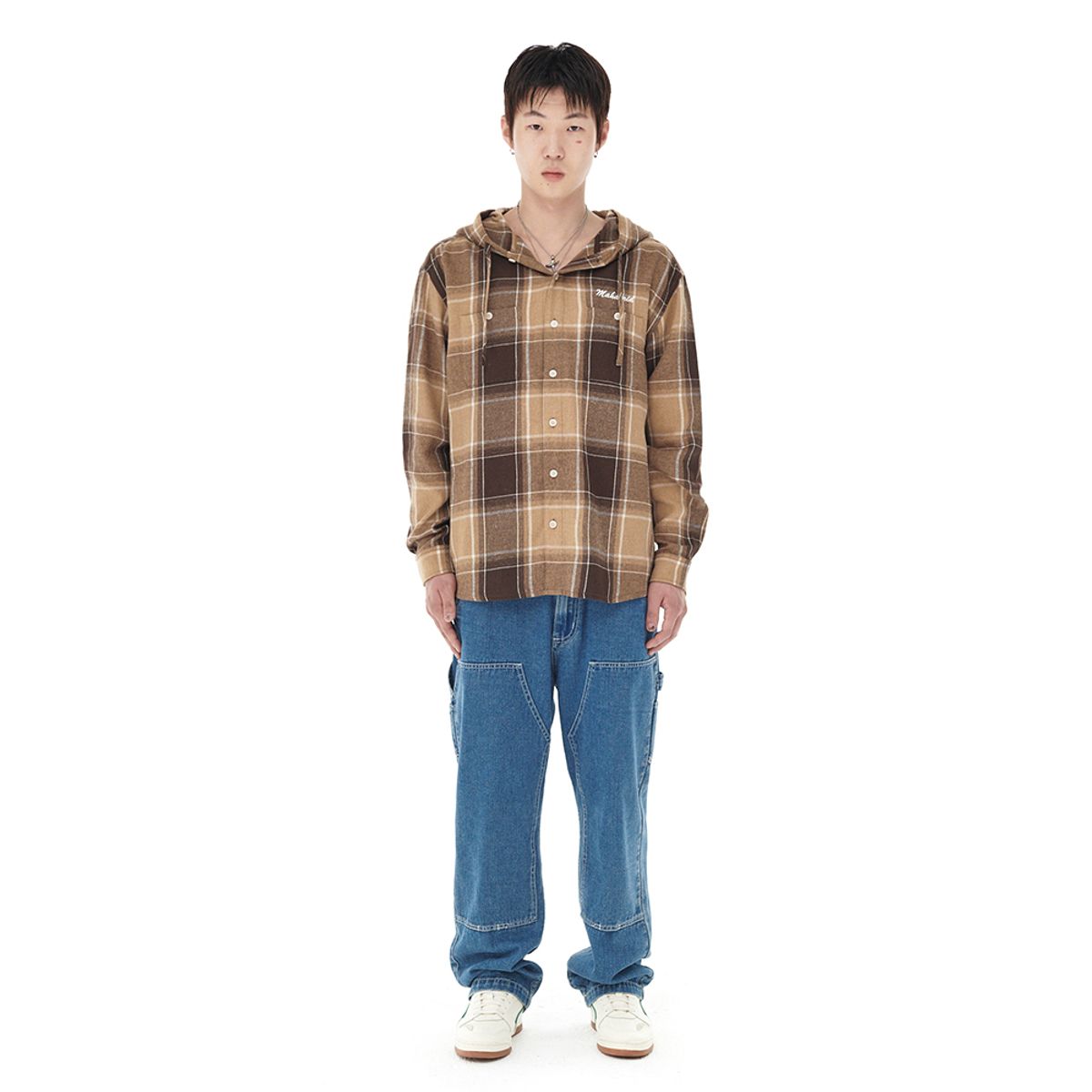 마하그리드(MAHAGRID) HOODED OMBRE CHECK SHIRT BROWN(MG2DFMW380A)