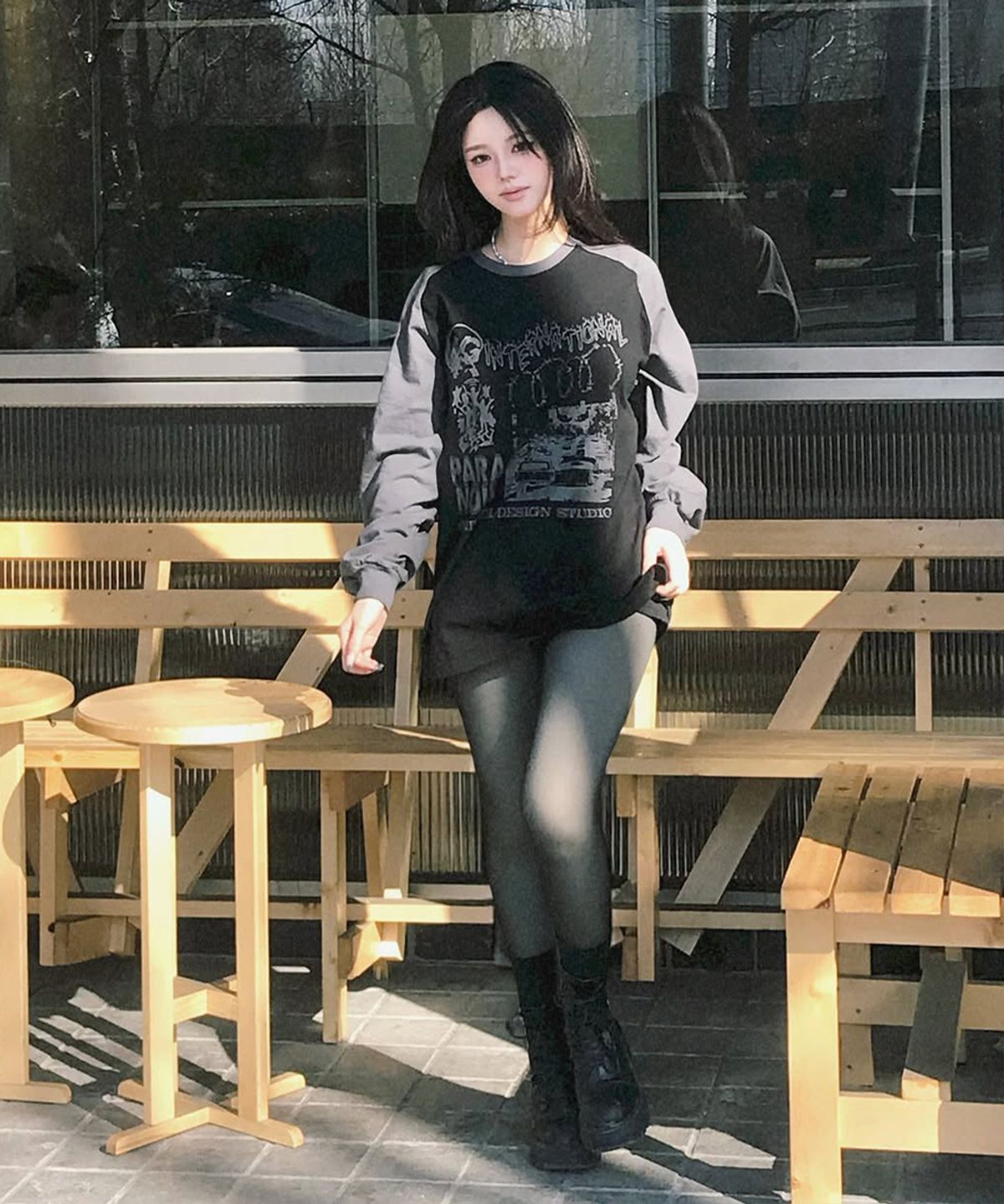마하그리드(MAHAGRID) INTERNATIONAL RAGLAN LS TEE BLACK(MG2DFMT561A)